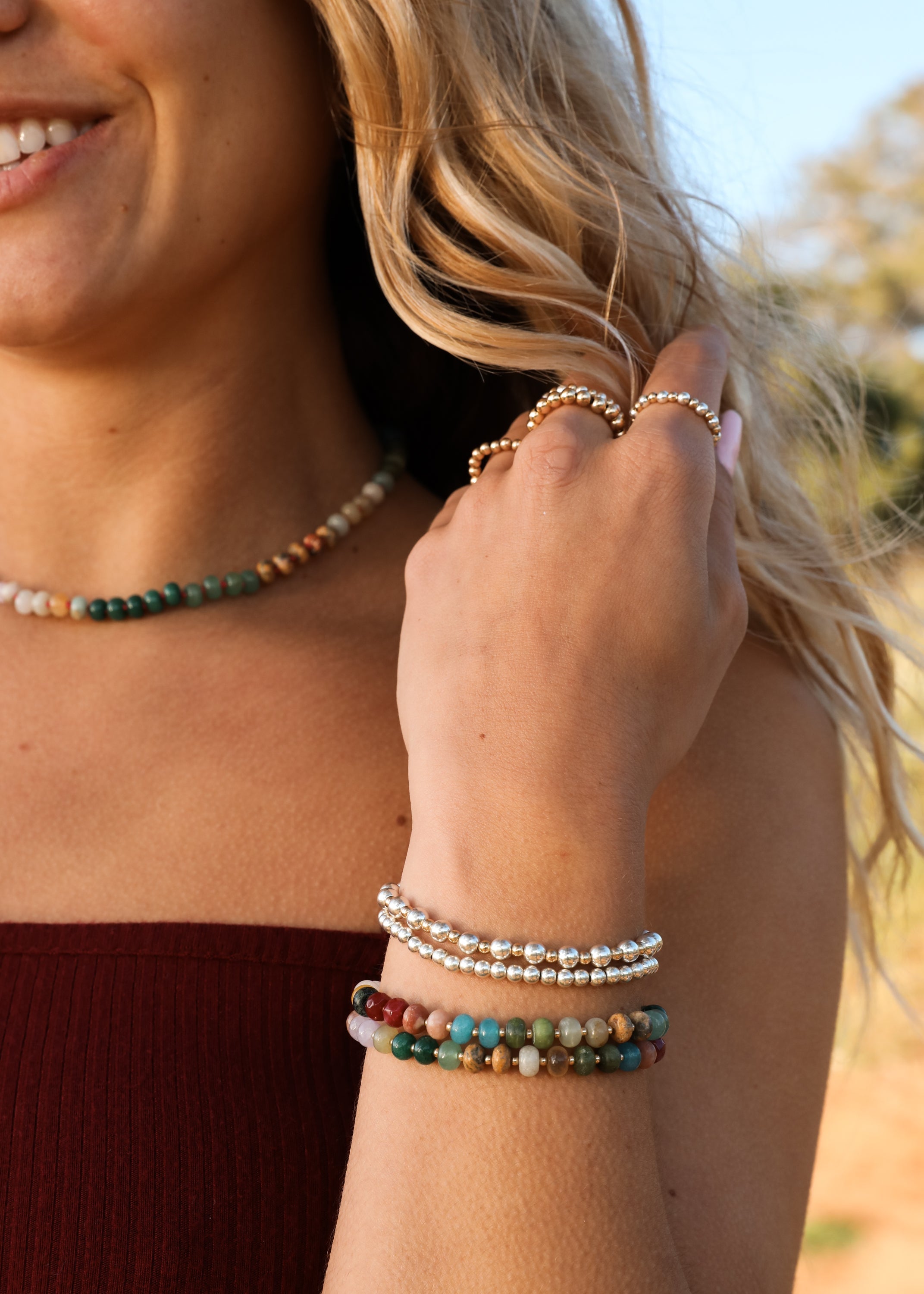 Natural Gemstone Bracelet + 14k Gold Filled Toggle : Sedona