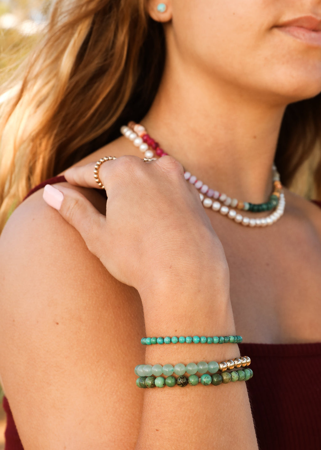 Natural Gemstone Necklace + 14k Gold Filled Toggle : Sedona