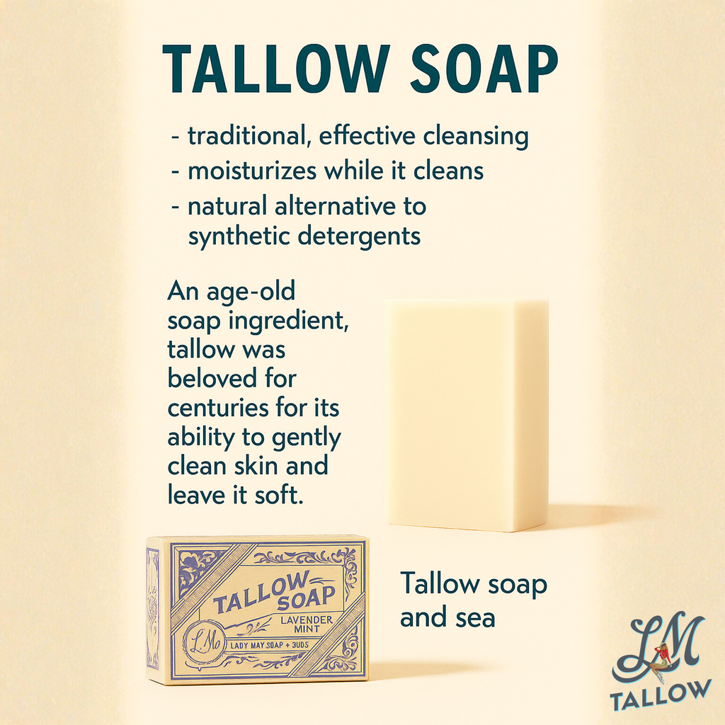 Deluxe Tallow Skincare Gift Set - 6-Piece Grass-Fed Bundle with Candle & Soaps