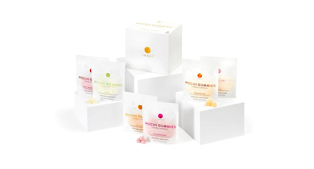 ISSEI Mochi Gummies - Viral TikTok Award-Winning Japanese Chewy Candy, Rainbow Variety 6-Pack (1.76 oz Each)