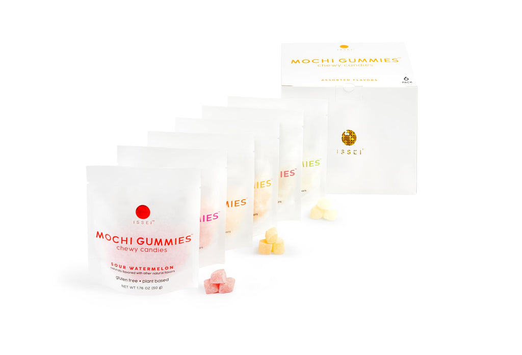 ISSEI Mochi Gummies - Viral TikTok Award-Winning Japanese Chewy Candy, Rainbow Variety 6-Pack (1.76 oz Each)