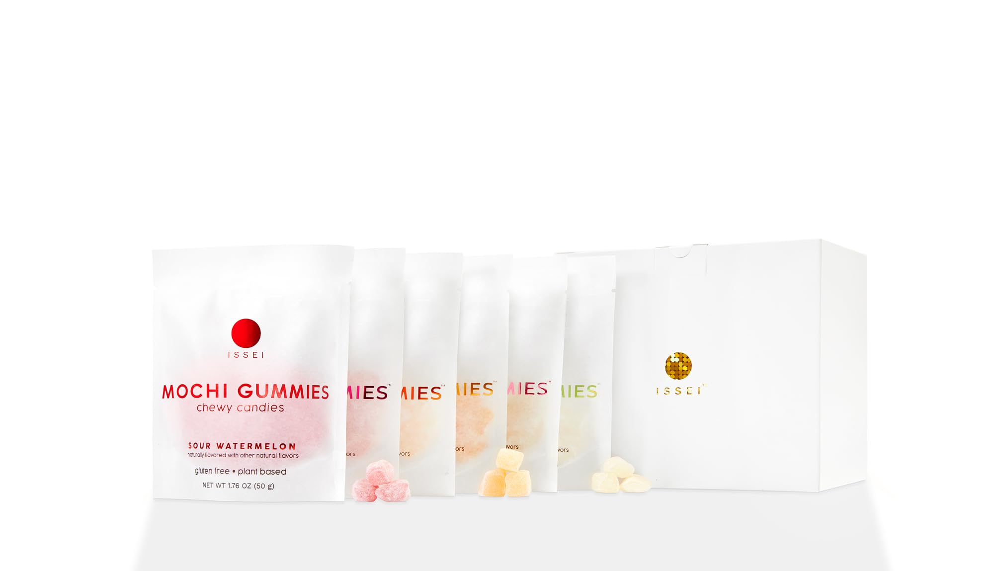 ISSEI Mochi Gummies - Viral TikTok Award-Winning Japanese Chewy Candy, Rainbow Variety 6-Pack (1.76 oz Each)