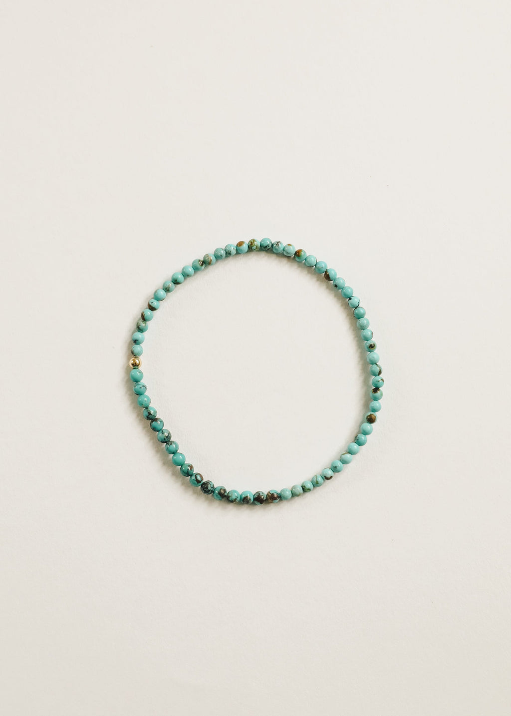 Natural Turquoise + 14K Gold Filled || Beaded Stretch Bracelet