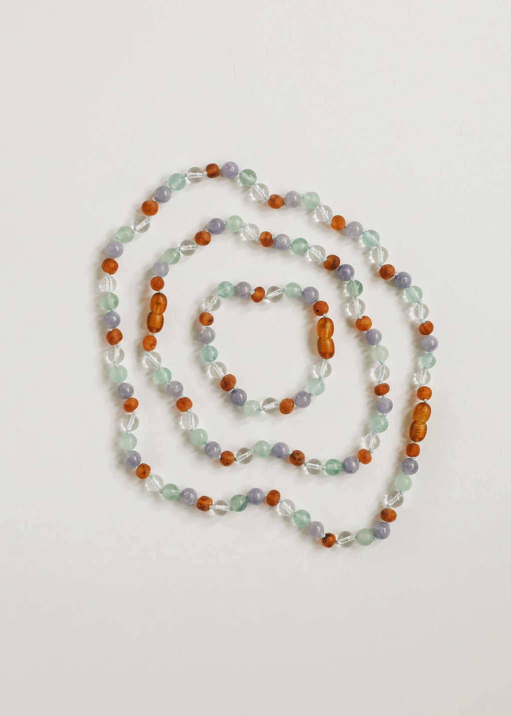 Baltic Sea Amber + Natural Gemstone || Beaded Necklace
