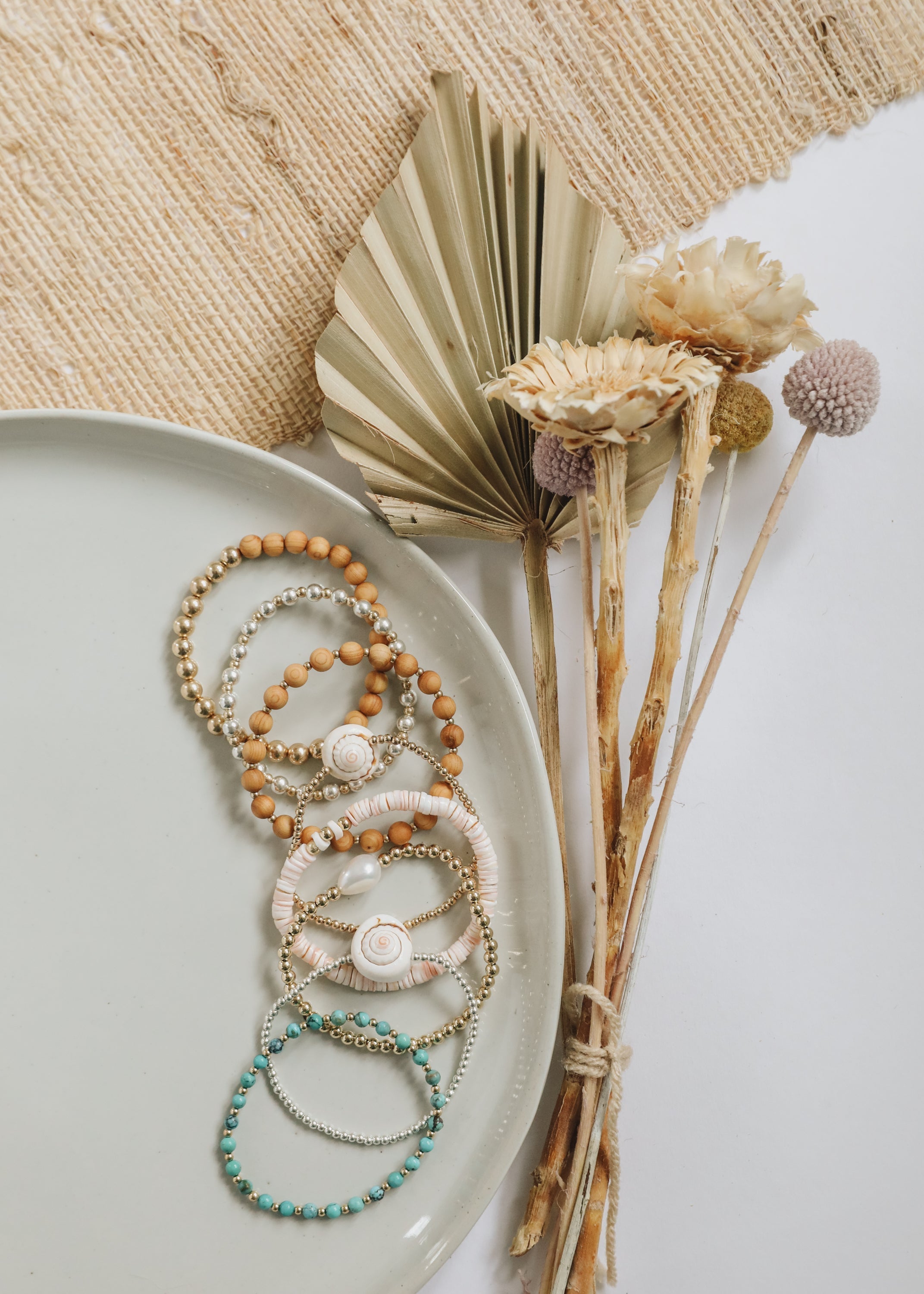 Sterling Silver + Sea Shell || Beaded Anklet or Bracelet