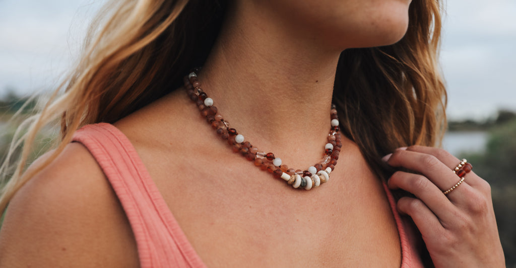 Baltic Sea Amber || Sunstone  + Moonstone || Natural Gemstone Necklace