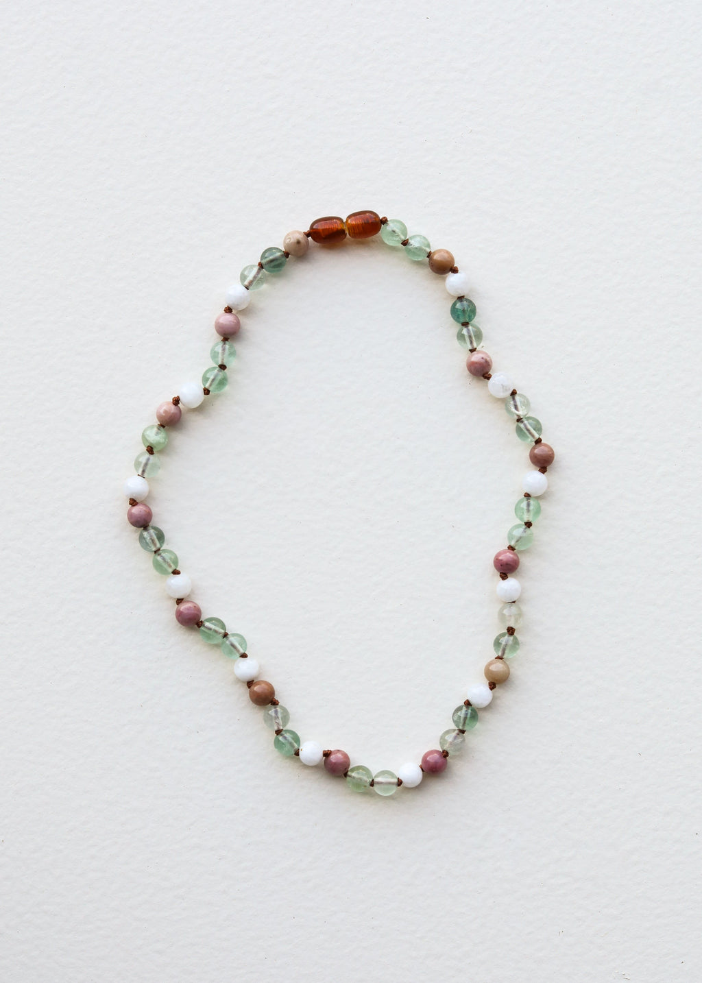 Fluorite + Moonstone + Rhodonite || Natural Gemstone Necklace