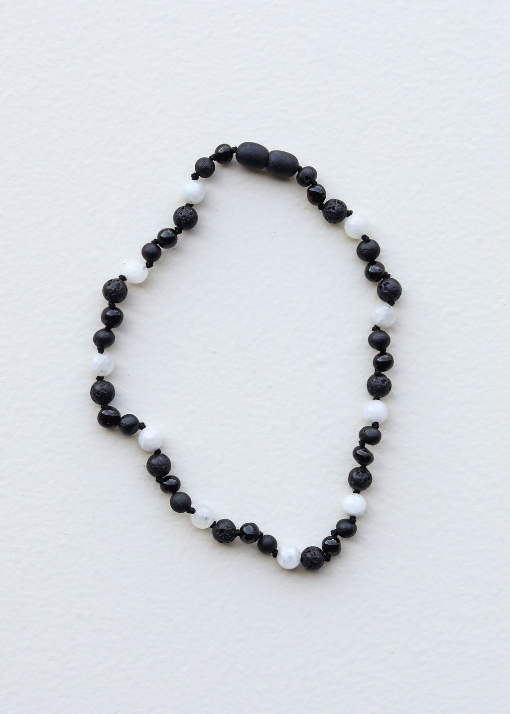 Raw Black Baltic Amber + Moonstone || Necklace