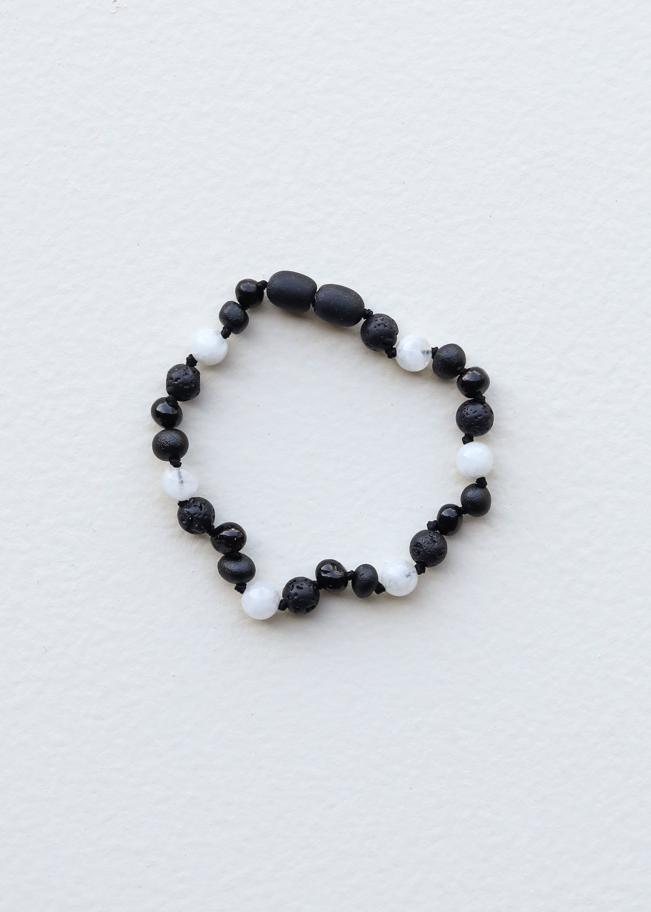 Raw Black Baltic Amber + Moonstone || Necklace