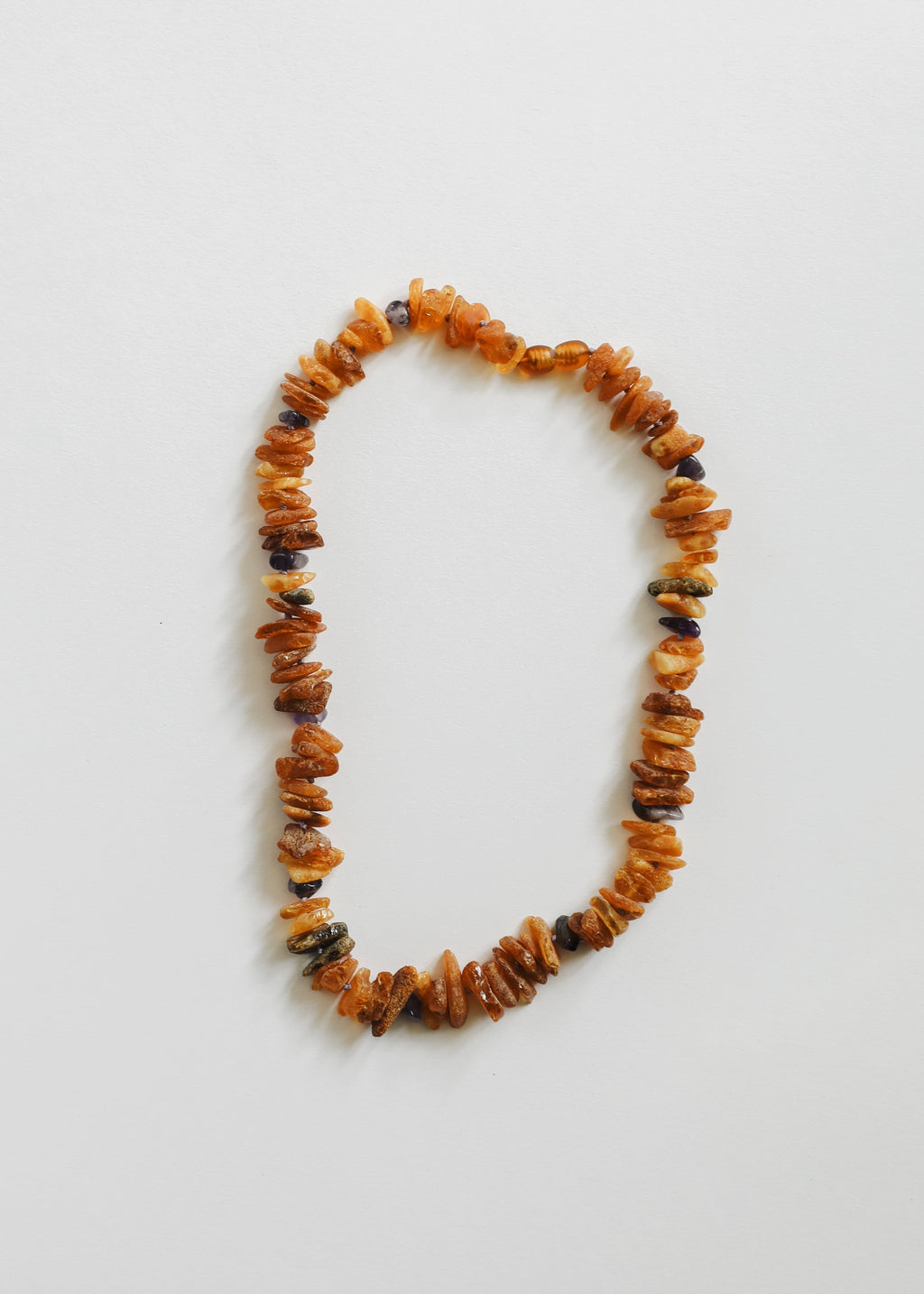 Pet Necklace: Raw Baltic Amber + Raw Amethyst