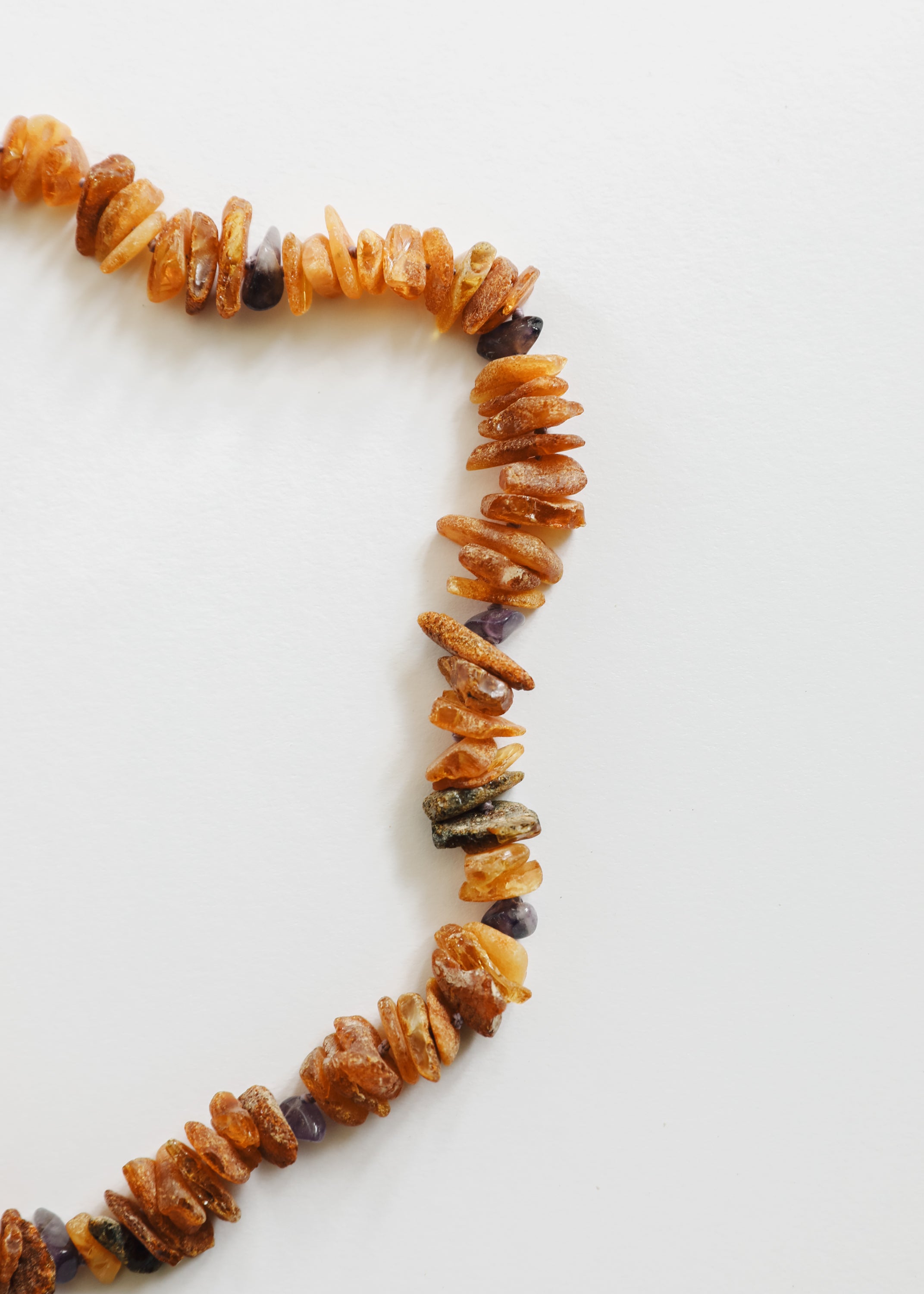 Pet Necklace: Raw Baltic Amber + Raw Amethyst