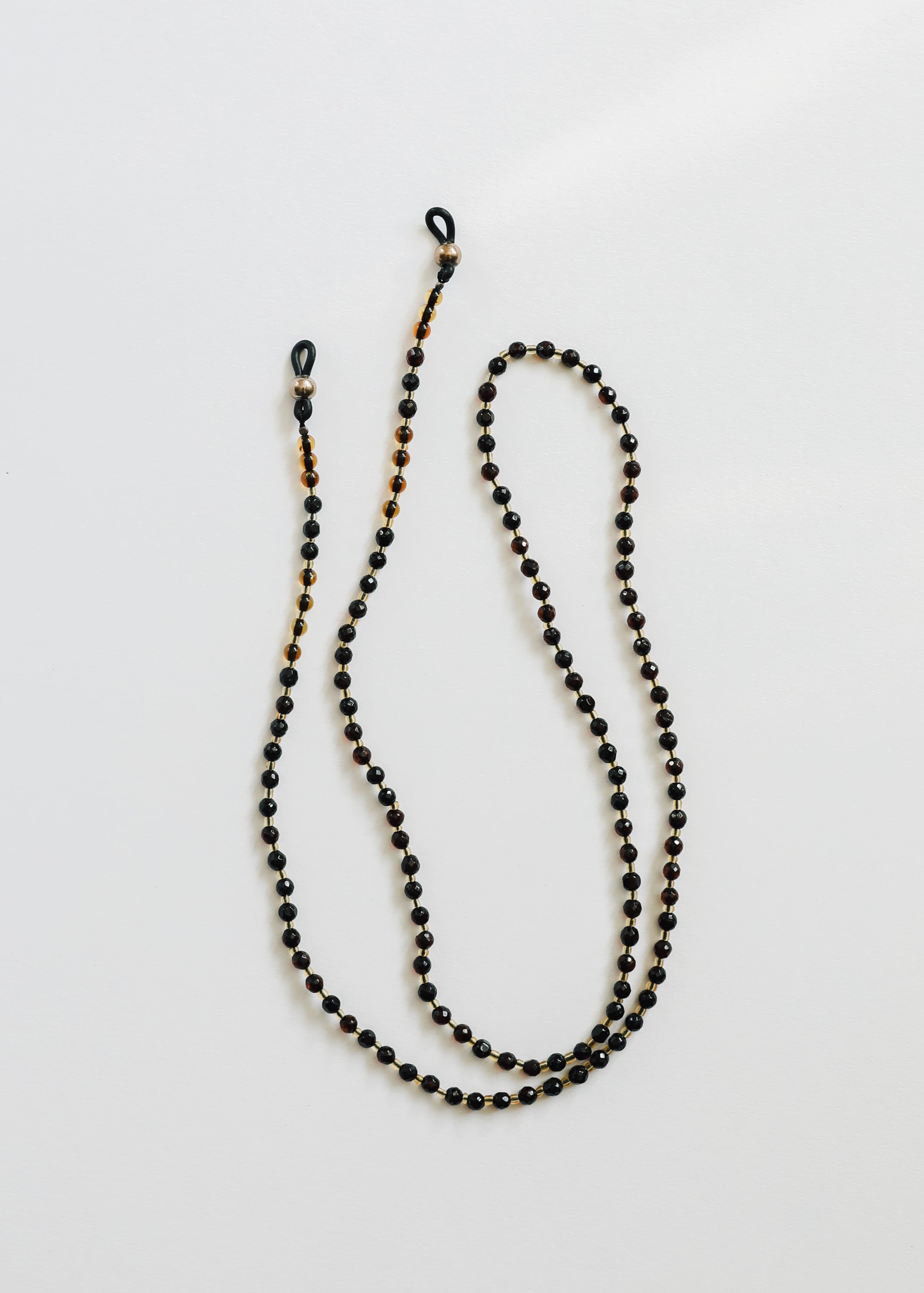 Baltic Sea Amber + Gemstone || Beaded Eyeglass Necklace - Natural Black