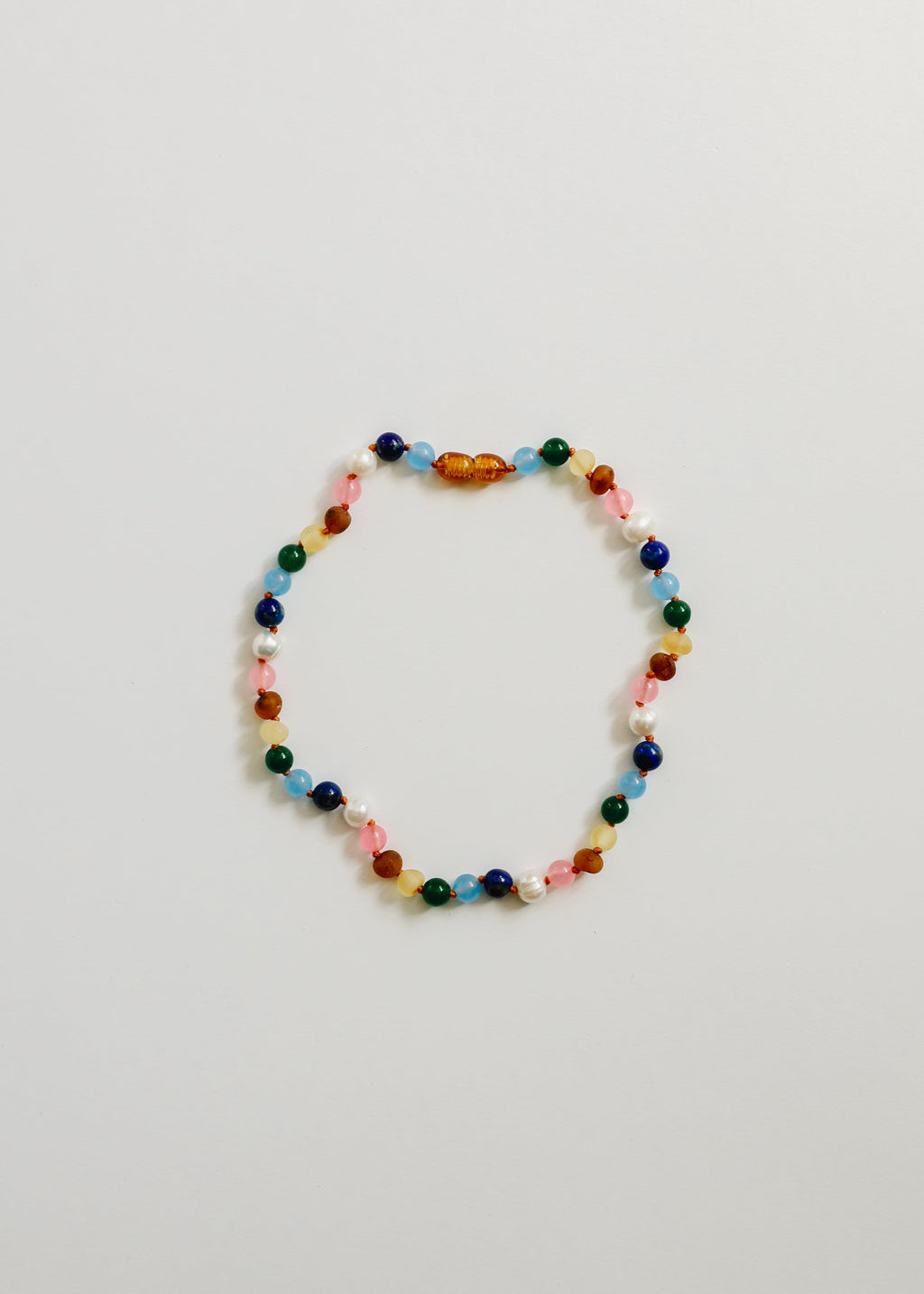 Raw Baltic Amber and Pearl Necklace + Sweet Pink Gemstones