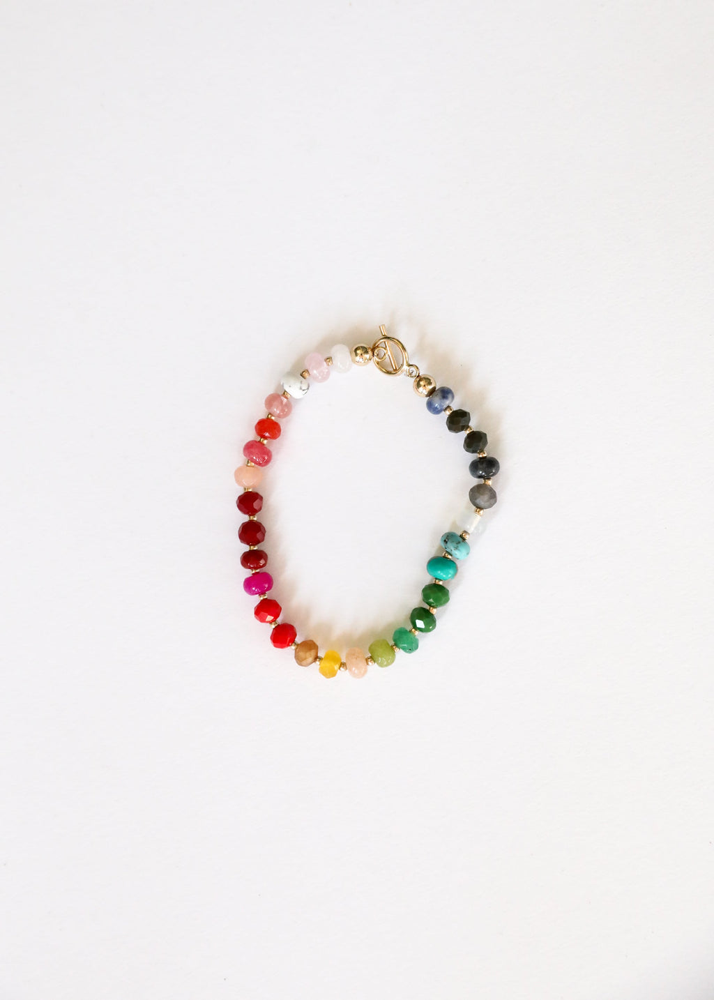 Natural Gemstone Bracelet + 14k Gold Filled Toggle : Paradise