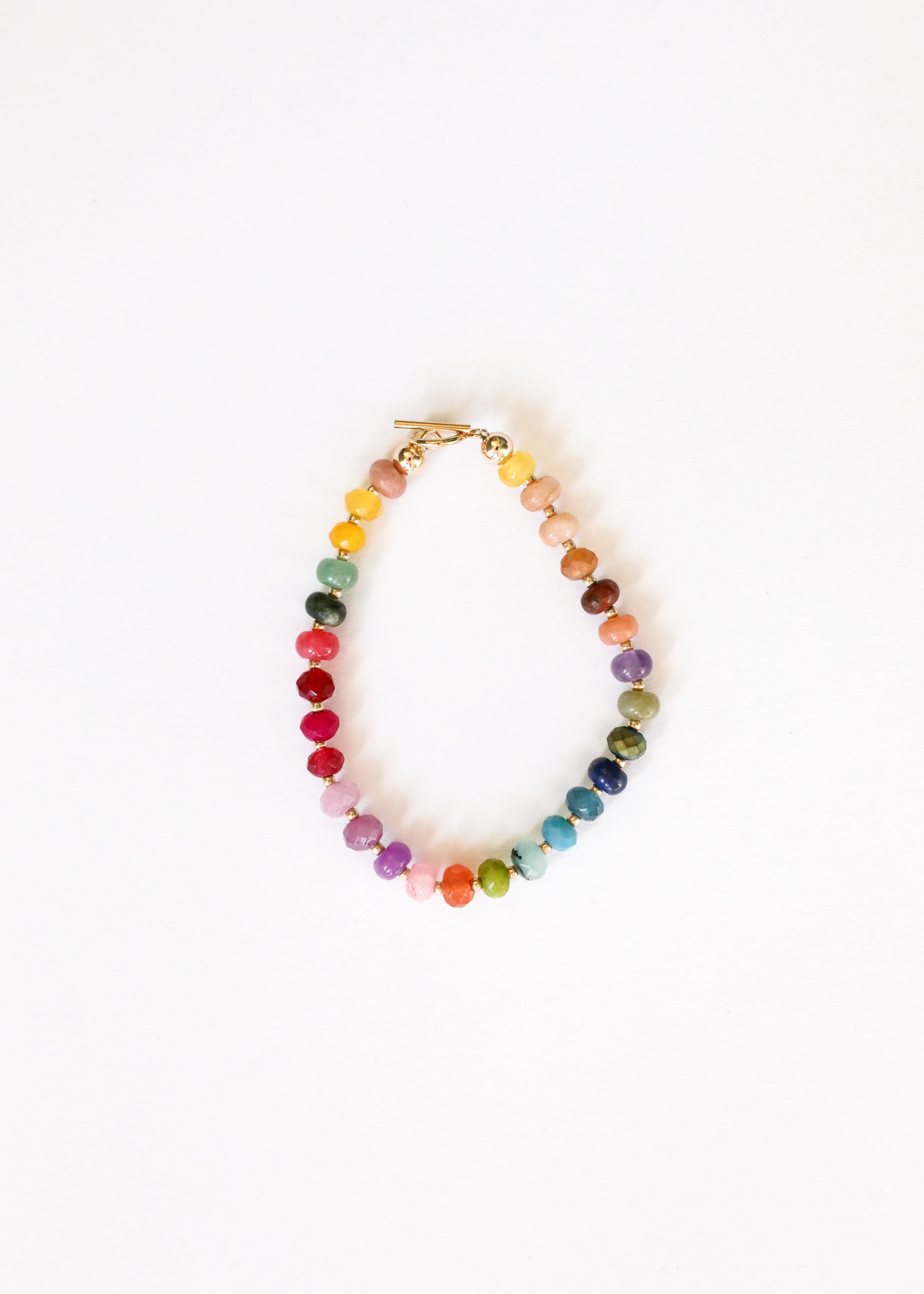 Natural Gemstone Bracelet + 14k Gold Filled Toggle : Gold Rush