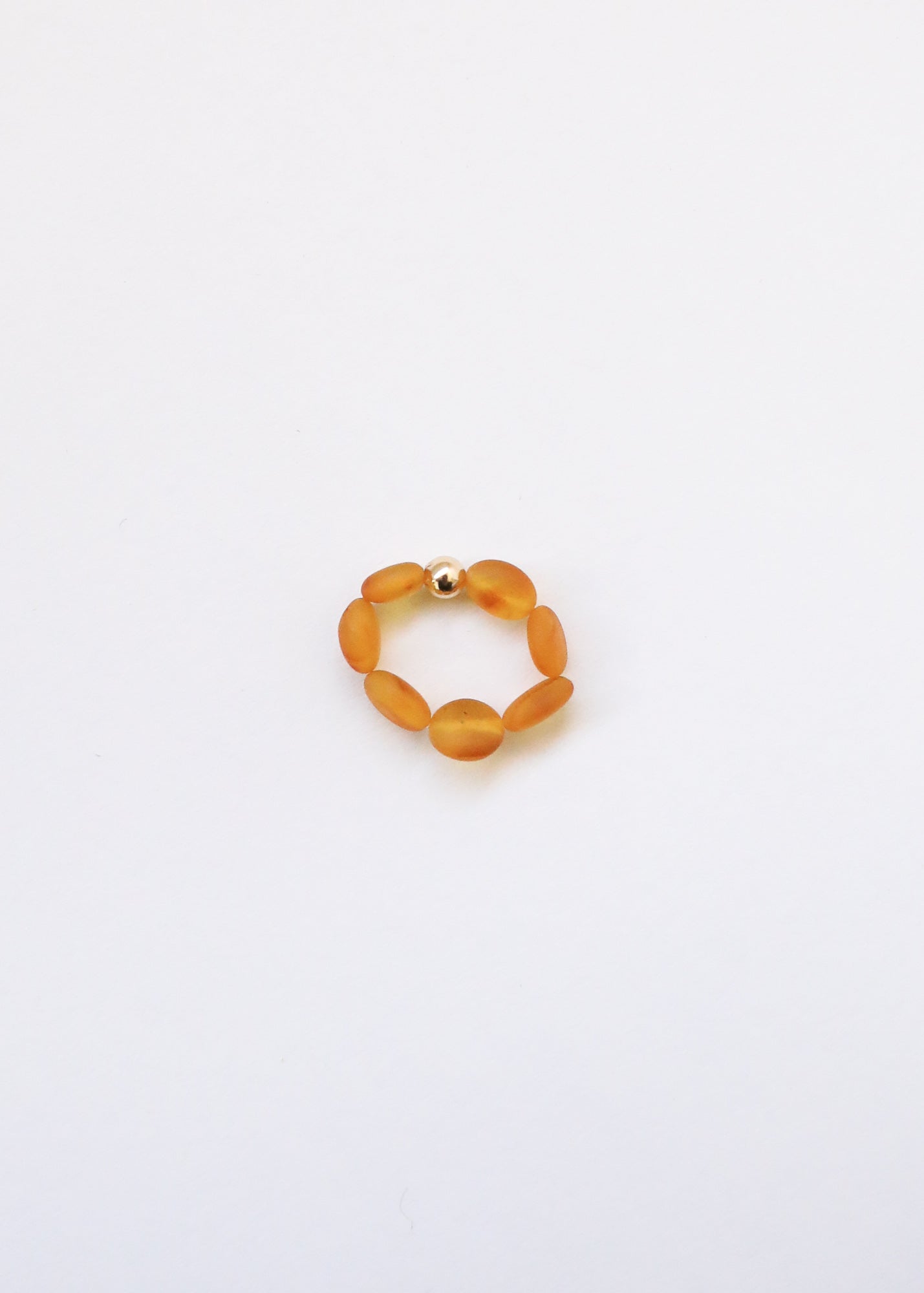 Raw Honey Baltic Amber + 14K Gold Filled || Beaded Stretch Ring