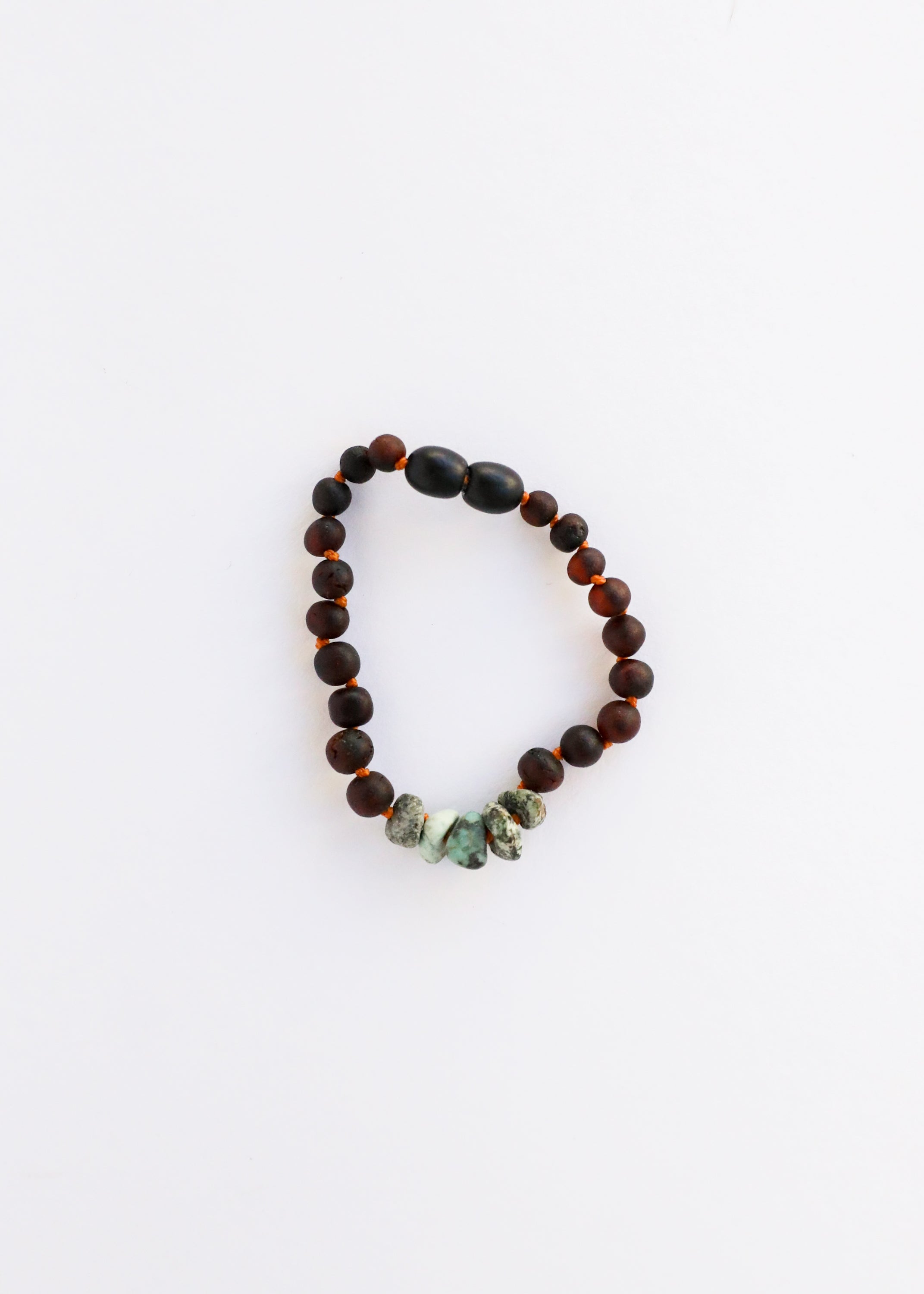 Raw Black Baltic Amber + Raw Turquoise Jasper || Anklet or Bracelet