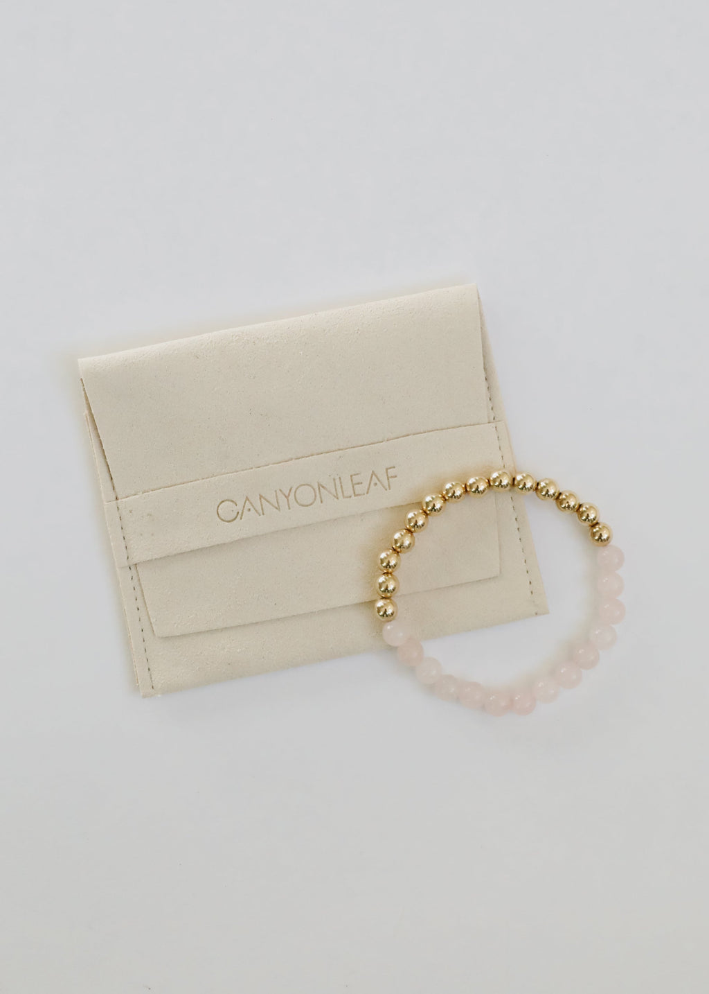 Rose Quartz : 14k Gold Filled Sun + Moon || Stretch Bracelets