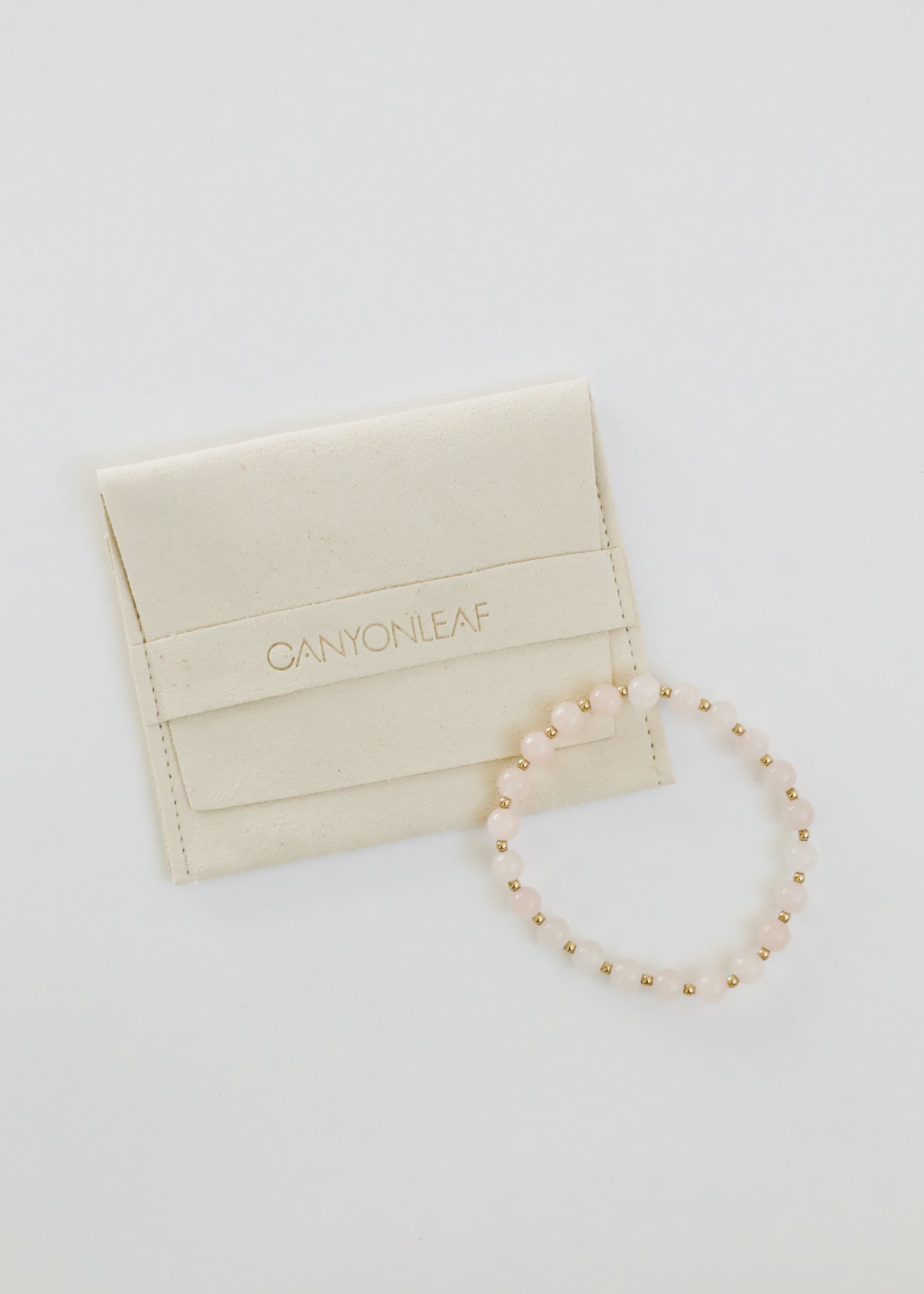 Rose Quartz : 14k Gold Filled Sun + Moon || Stretch Bracelets