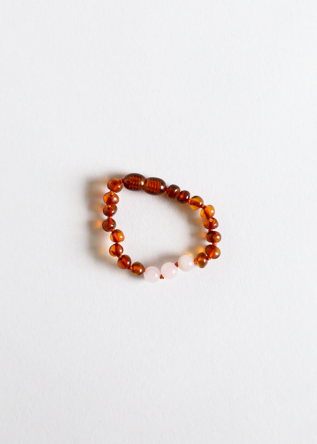 Polished Cognac Baltic Amber + Rose Quartz || Anklet or Bracelet