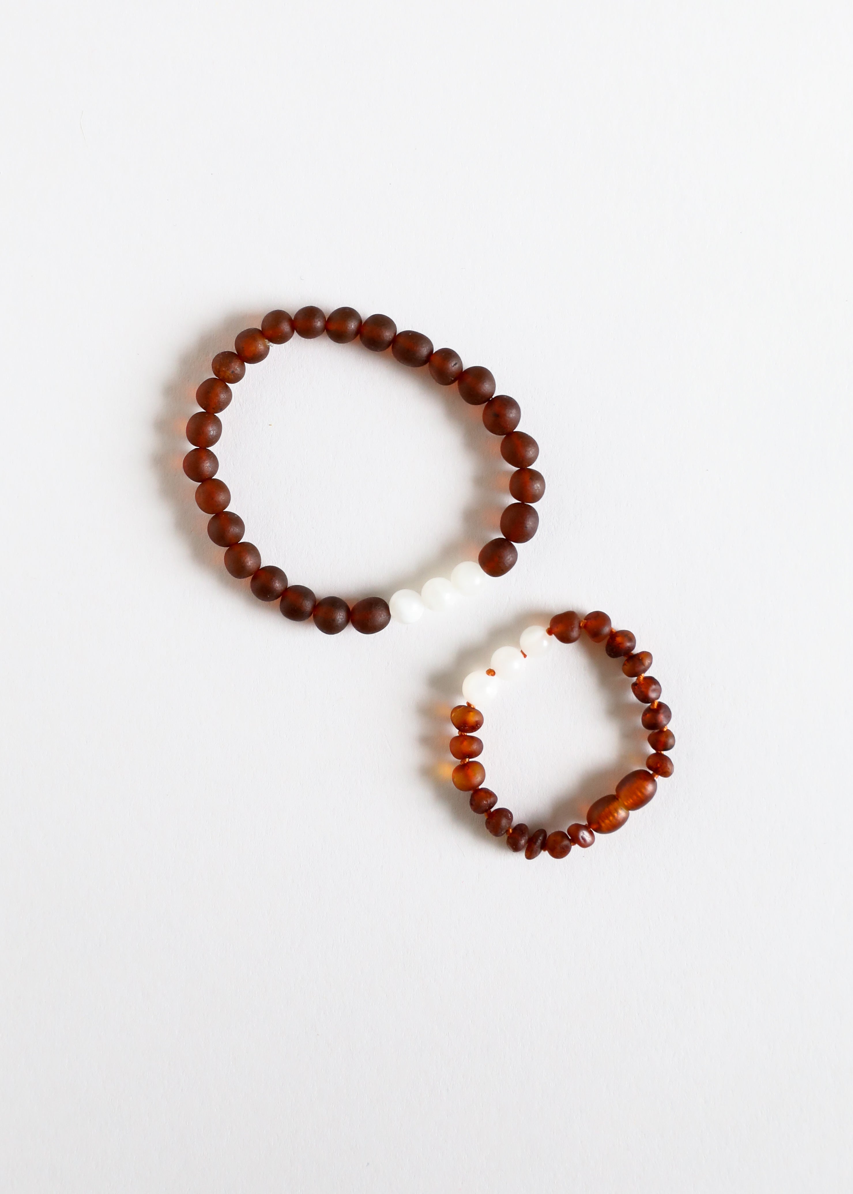 Raw Cognac Baltic Amber + Moonstone || Bracelet Set