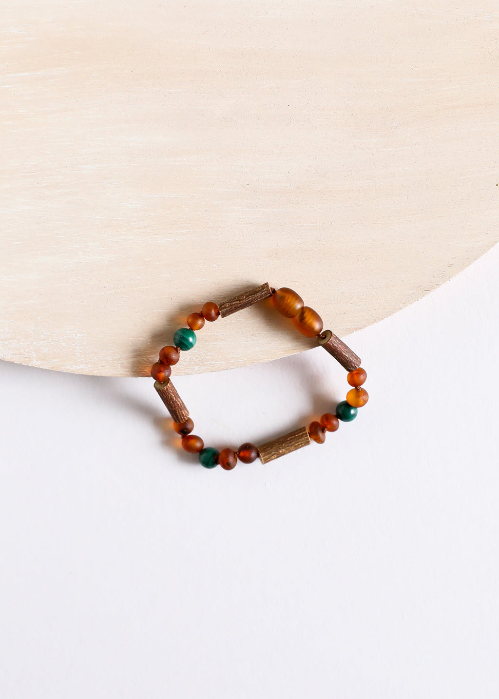 Hazelwood || Raw Cognac Baltic Amber + Malachite || Anklet or Bracelet
