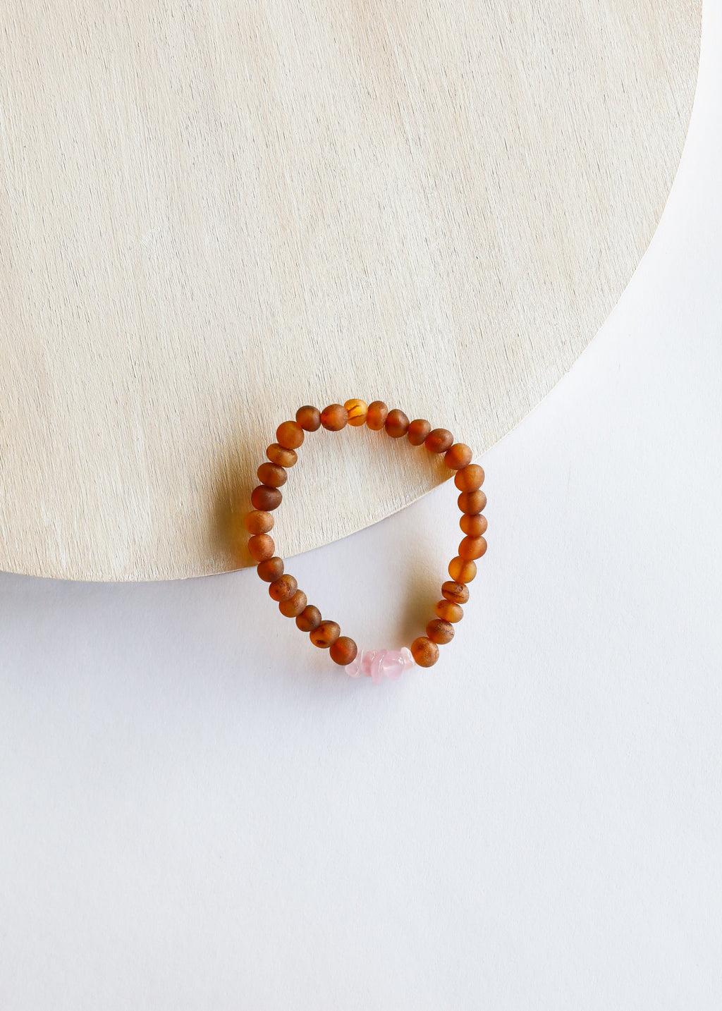 Raw Cognac Baltic Amber + Raw Rose Quartz || Bracelet Set