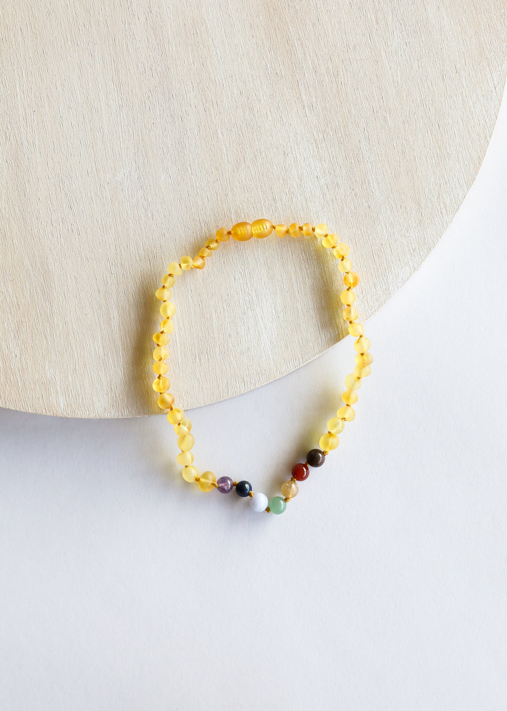 Raw Honey Baltic Amber + CHAKRA Crystals || Necklace