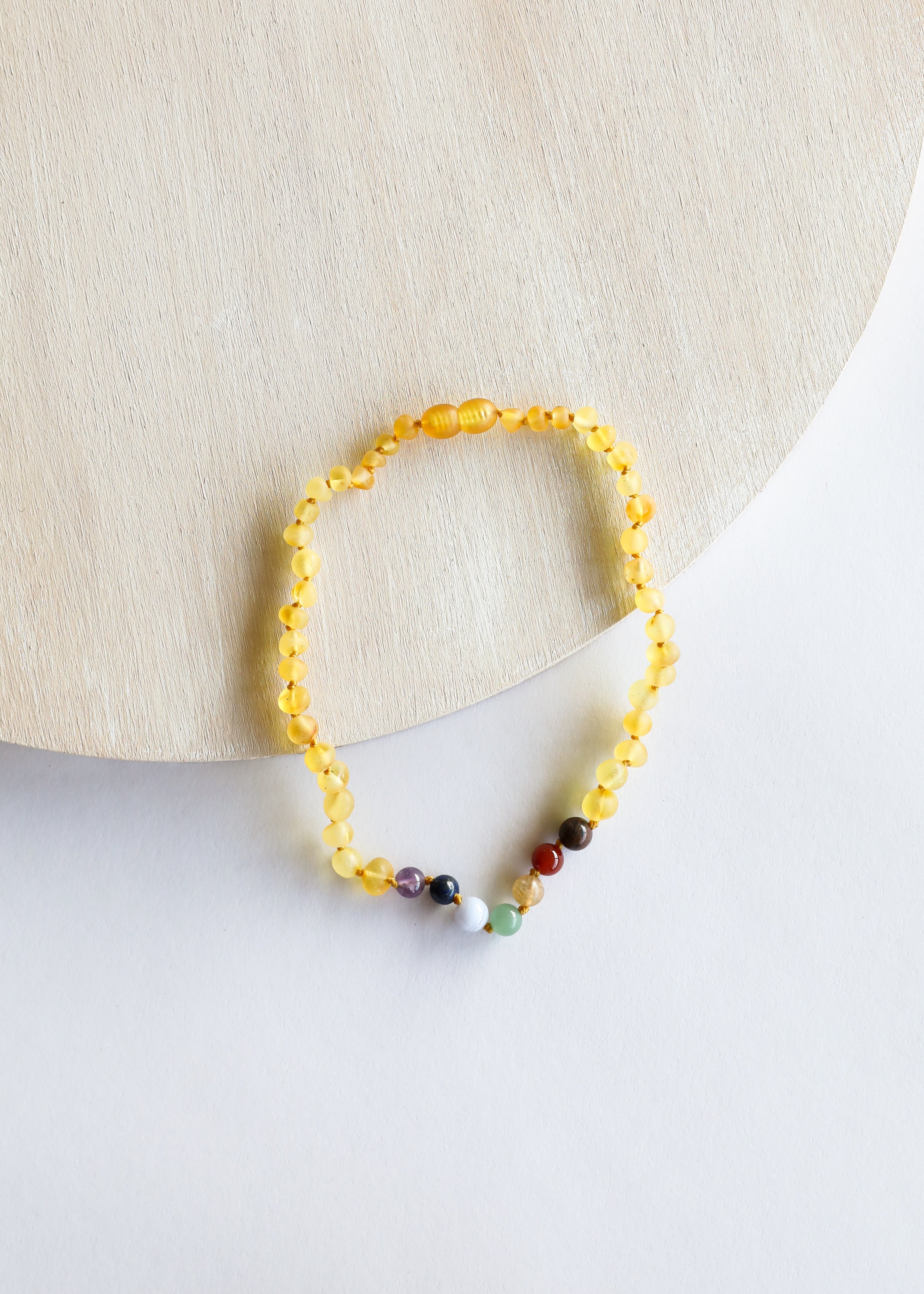 Raw Honey Baltic Amber + CHAKRA Crystals || Necklace