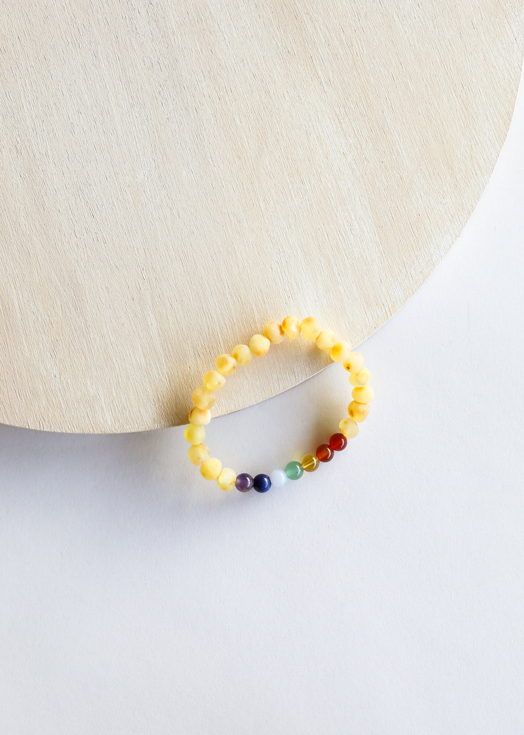 Raw Honey Baltic Amber + CHAKRA Crystals || Adult Bracelet
