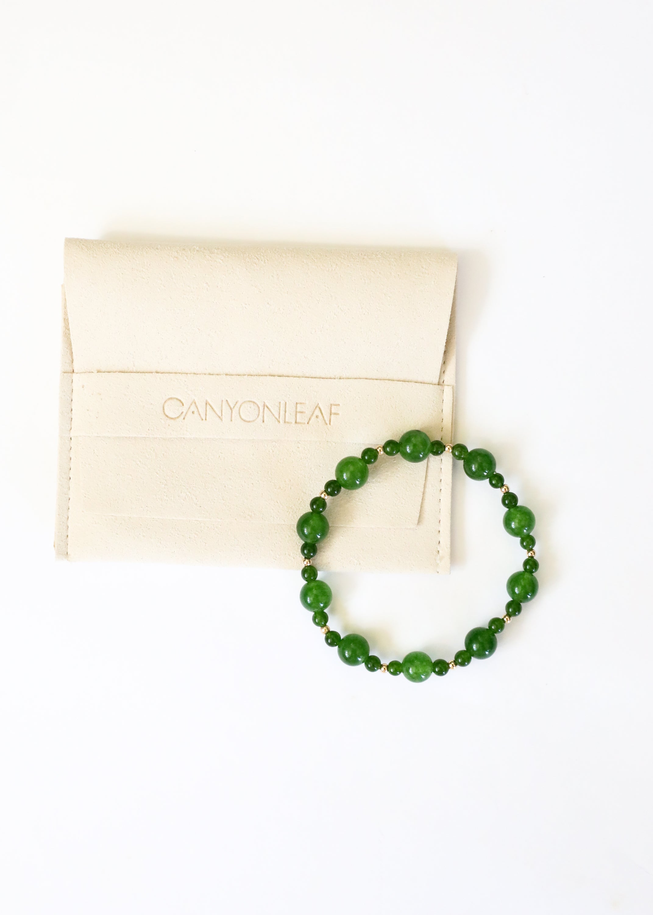 Green Jade + 14k Gold Filled || Stretch Bracelet