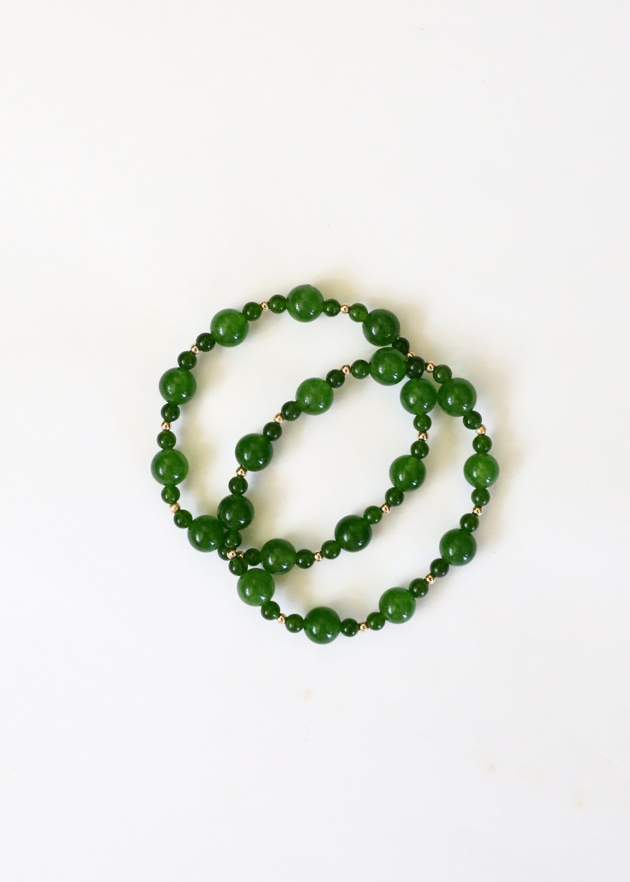 Green Jade + 14k Gold Filled || Stretch Bracelet