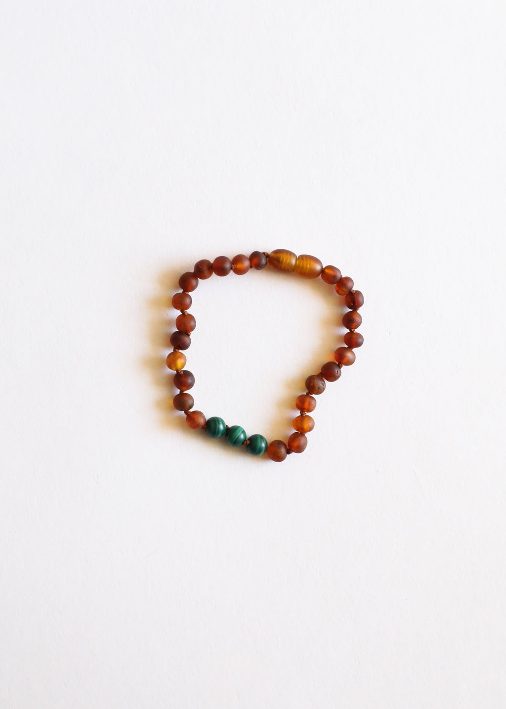 Raw Cognac Baltic Amber + Malachite || Anklet or Bracelet