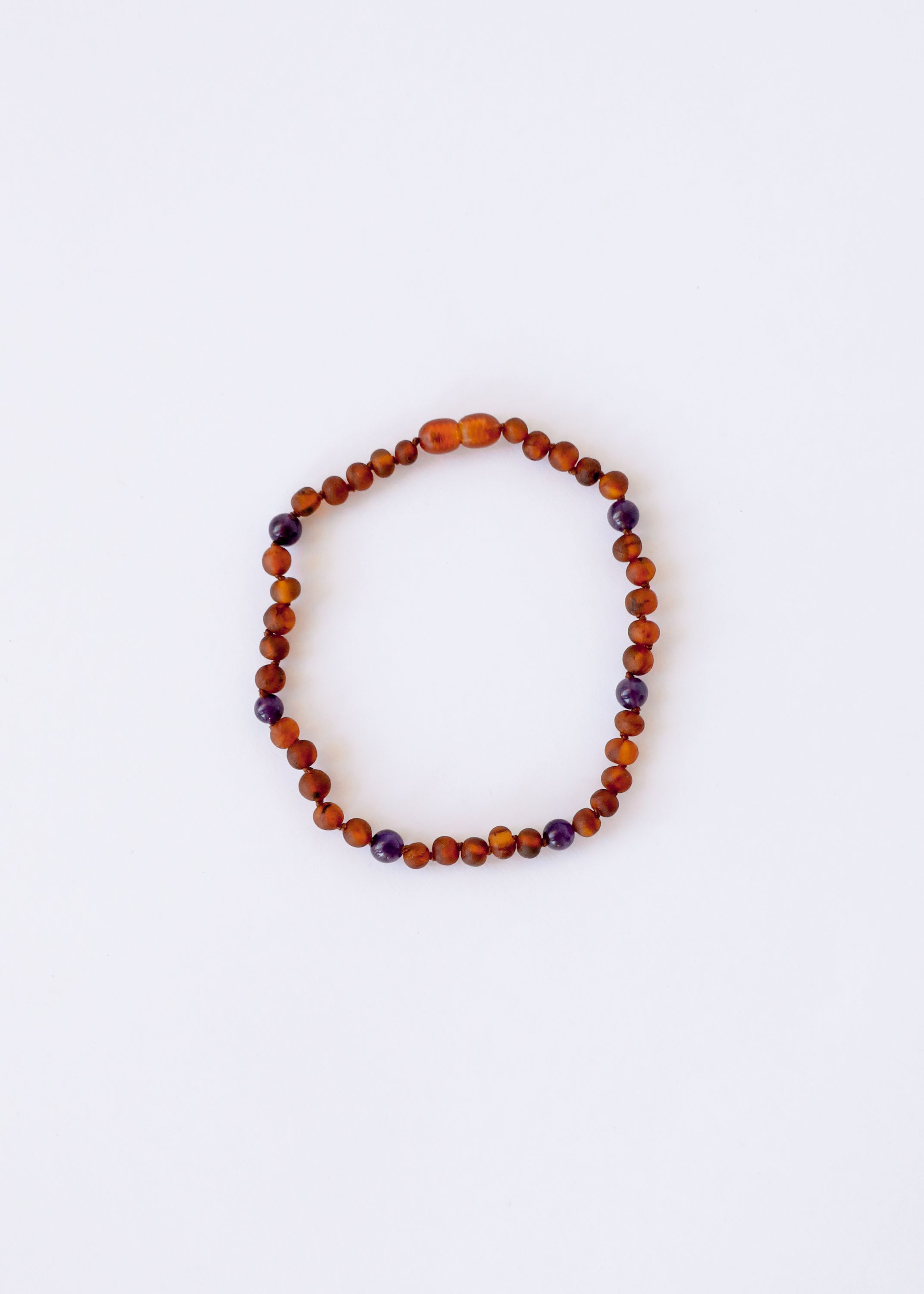 Raw Cognac Baltic Amber + Amethyst || Halo Necklace ||