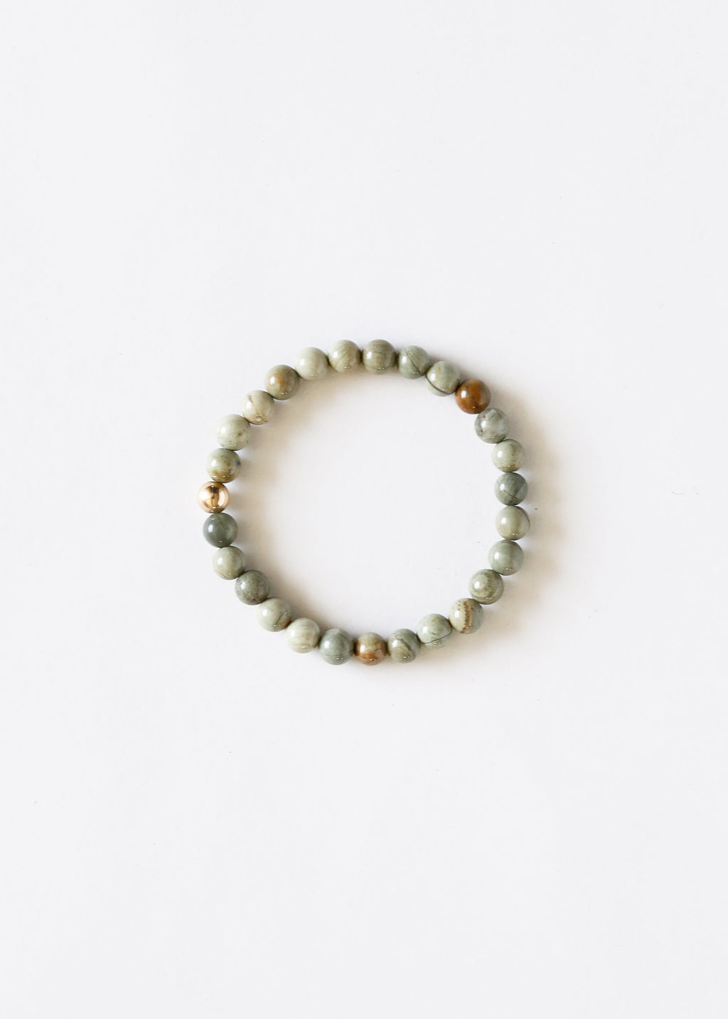 Silver Leaf Jasper + 14k Gold Filled || Adult Bracelet