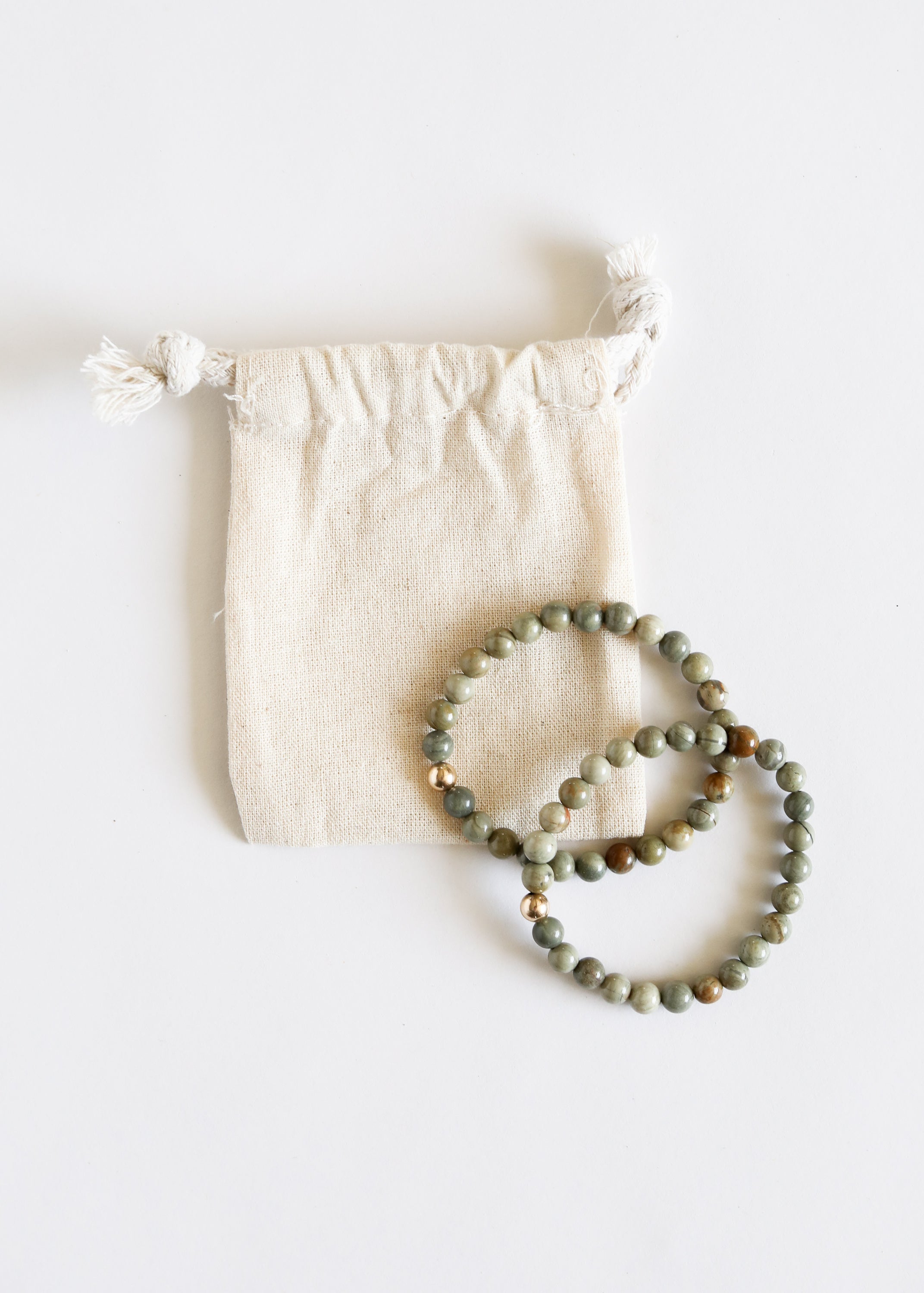 Silver Leaf Jasper + 14k Gold Filled || Adult Bracelet