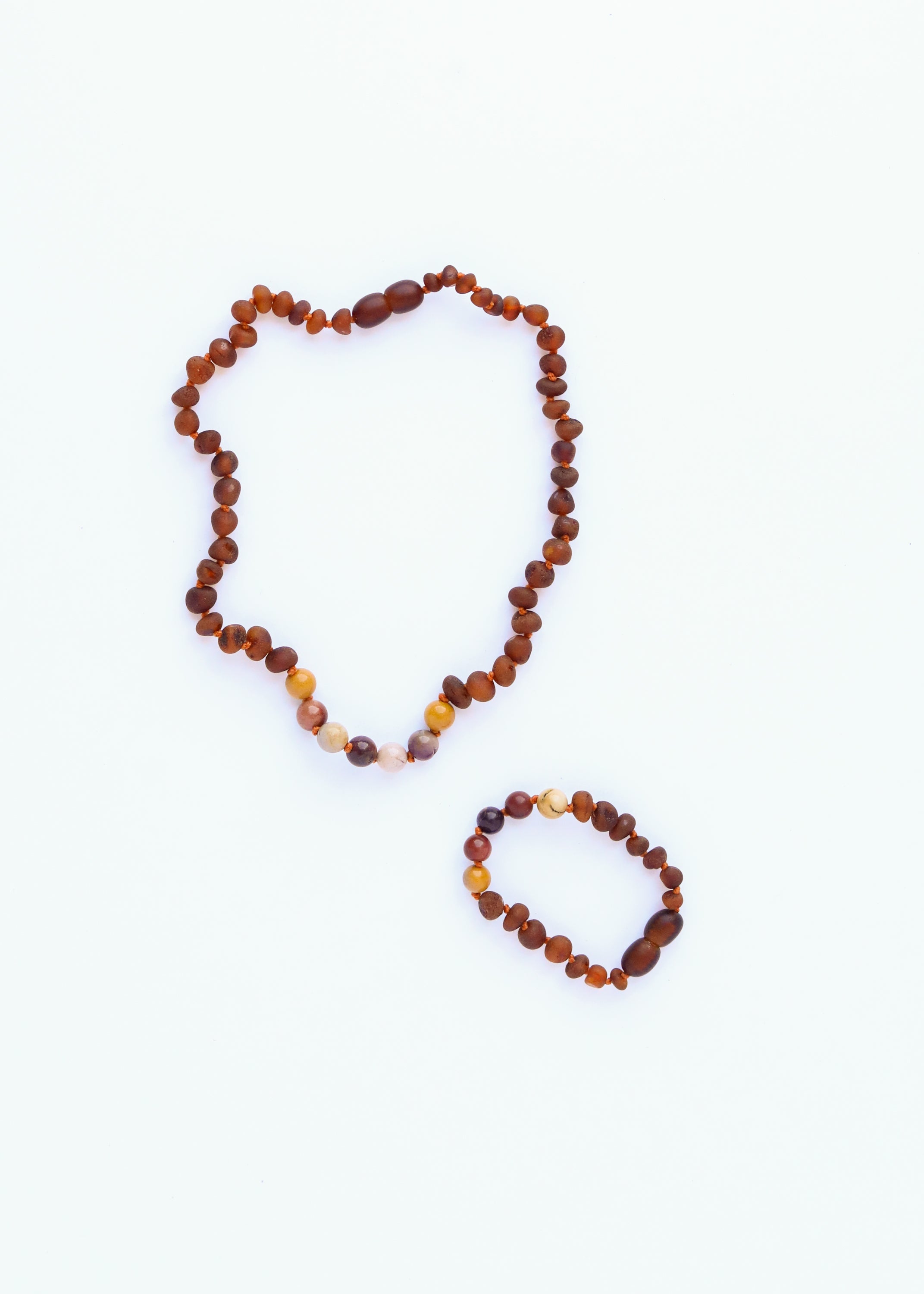 Raw Cognac Baltic Amber + Mookaite Jasper || Necklace