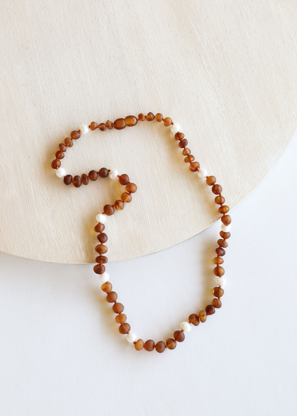 Raw Cognac Baltic Amber + Pearl Halo || Necklace