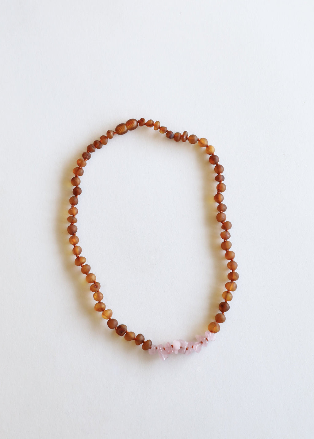 Raw Cognac Baltic Amber + Raw Rose Quartz || Necklace Set