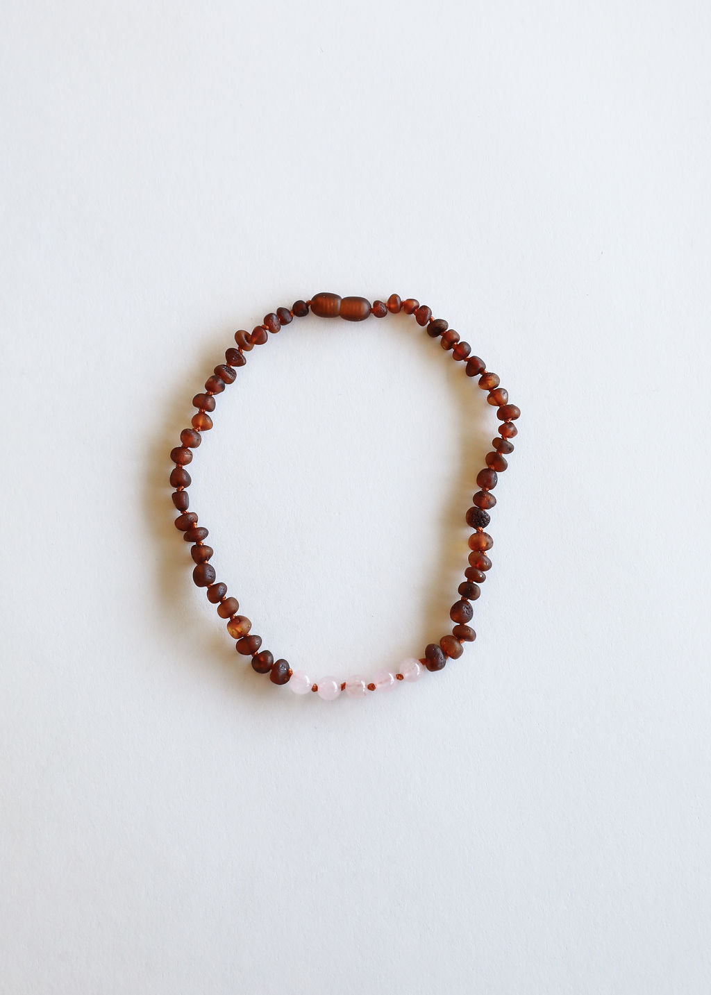 Raw Cognac Baltic Amber + Rose Quartz || Necklace