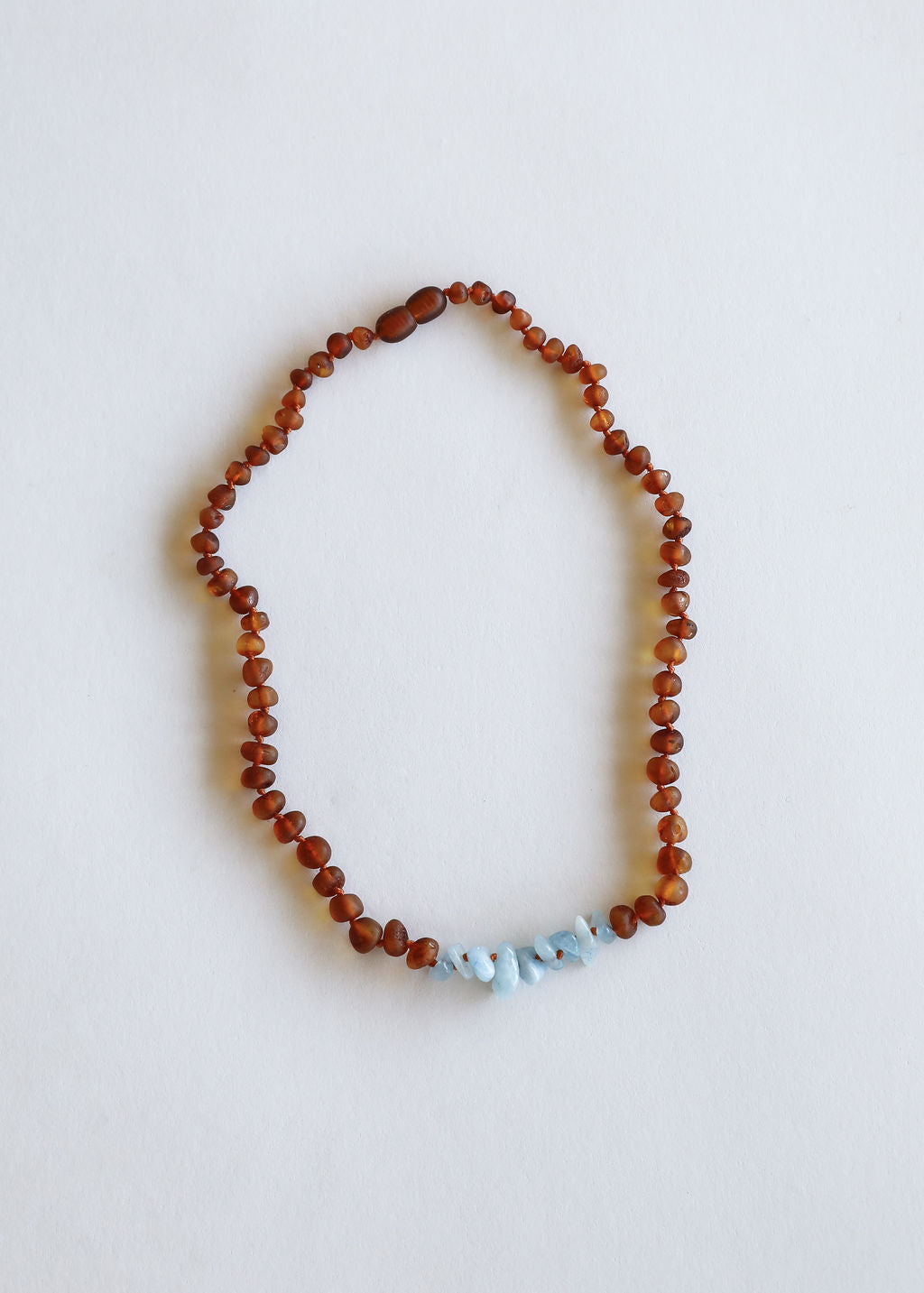 Raw Cognac Baltic Amber + Aquamarine || Necklace