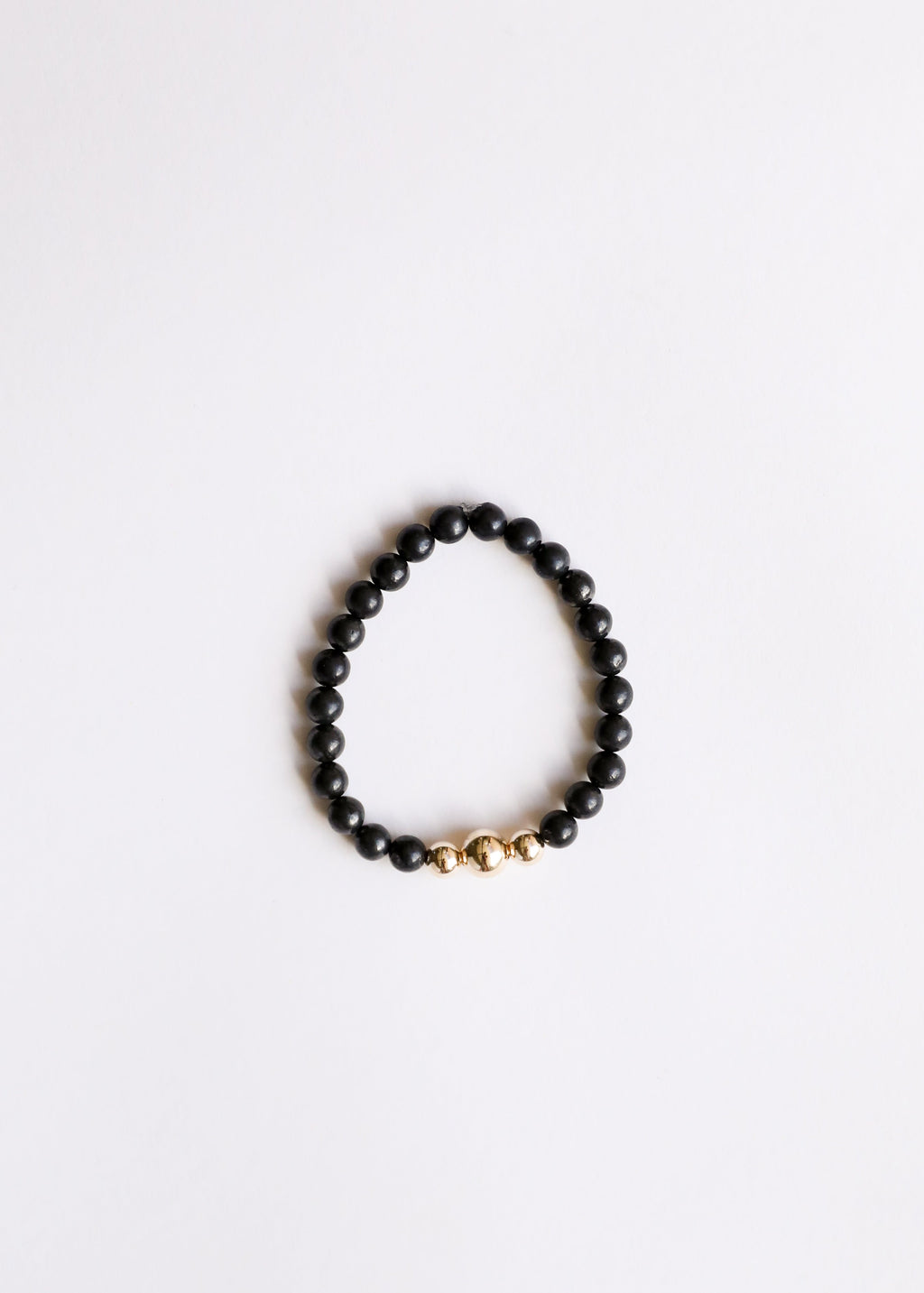Pure Shungite + 14K Gold Filled Trio || Adult Stretch Bracelet