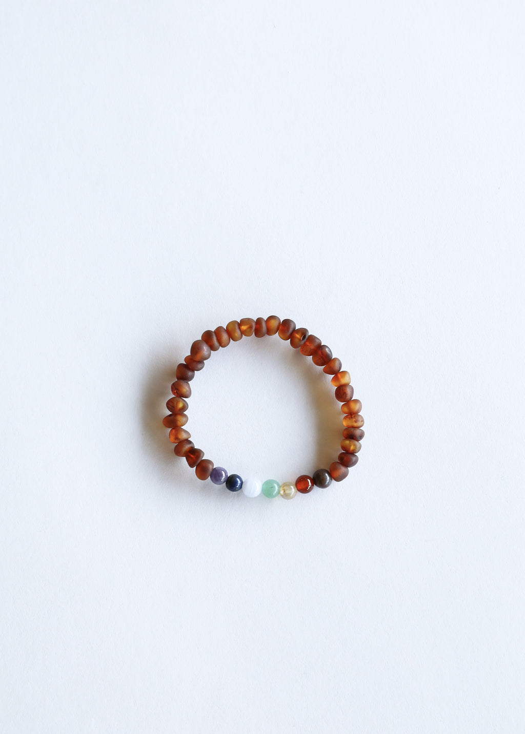 Raw Cognac Baltic Amber + CHAKRA Crystals ||  Bracelet Set
