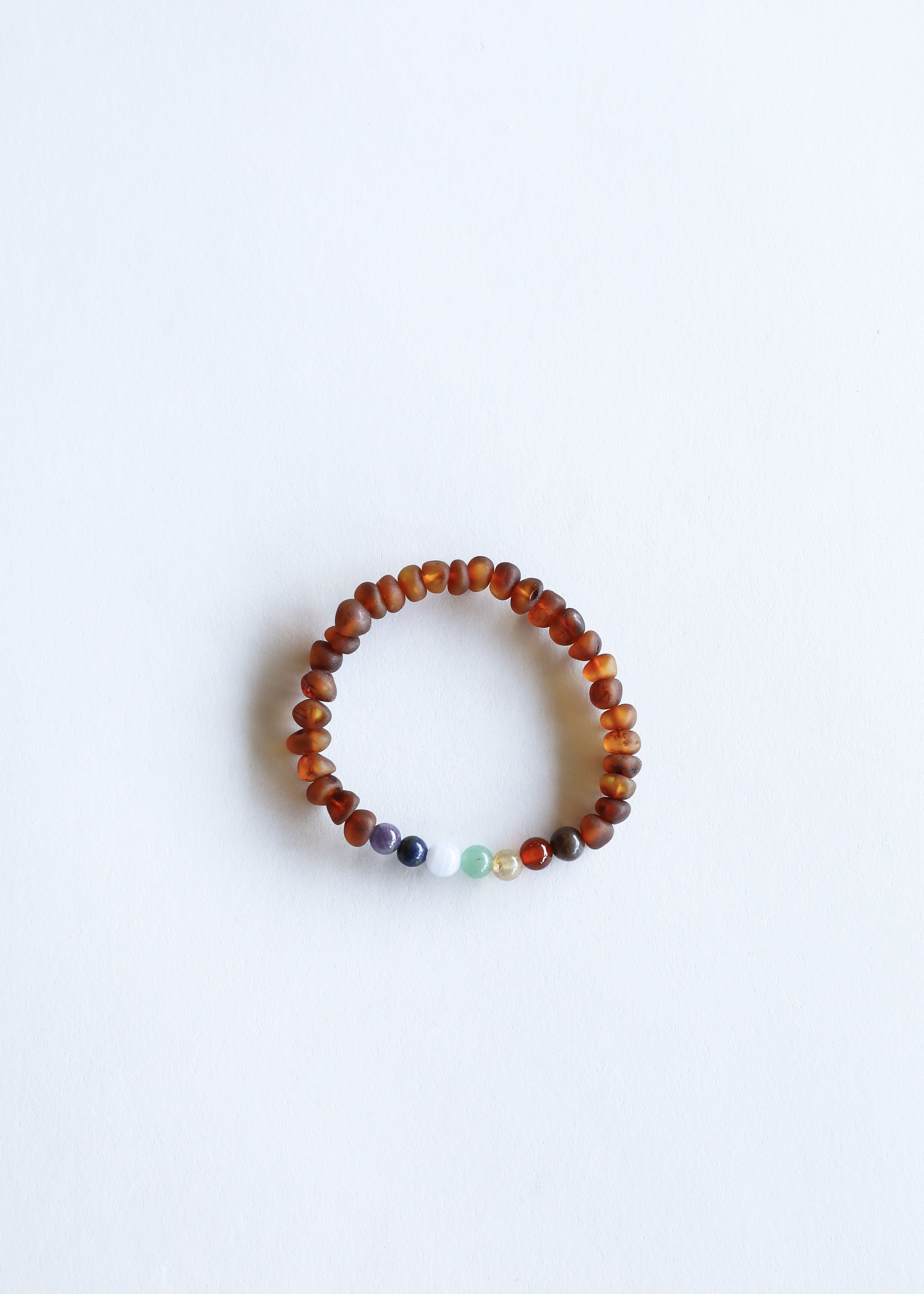 Raw Cognac Baltic Amber + CHAKRA Crystals ||  Bracelet Set