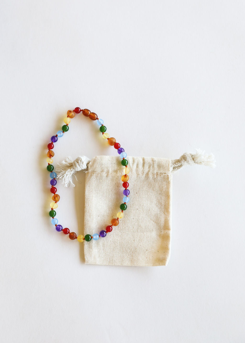 Raw Baltic Amber + Gemstone Rainbow Necklace