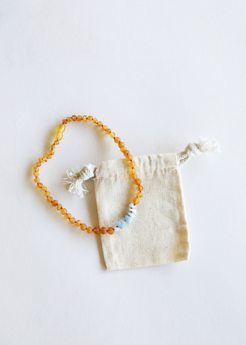 Raw Honey Baltic Amber + Aquamarine || Necklace