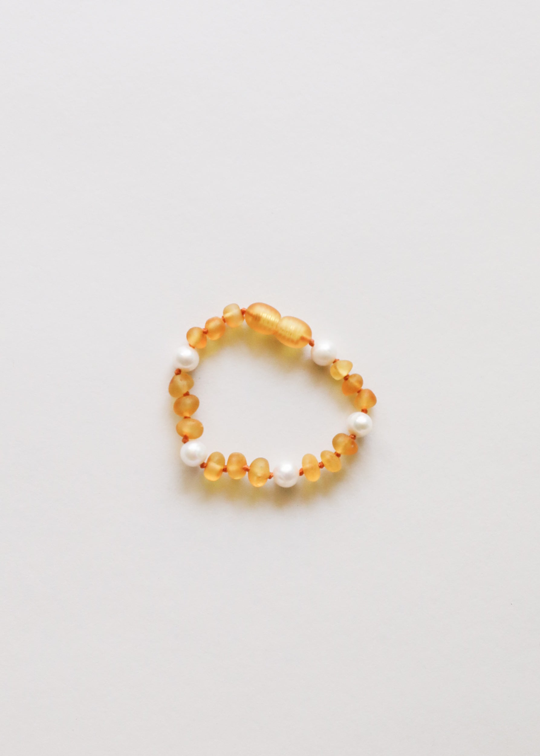 Raw Honey Baltic Amber + Pearl Halo || Anklet or Bracelet