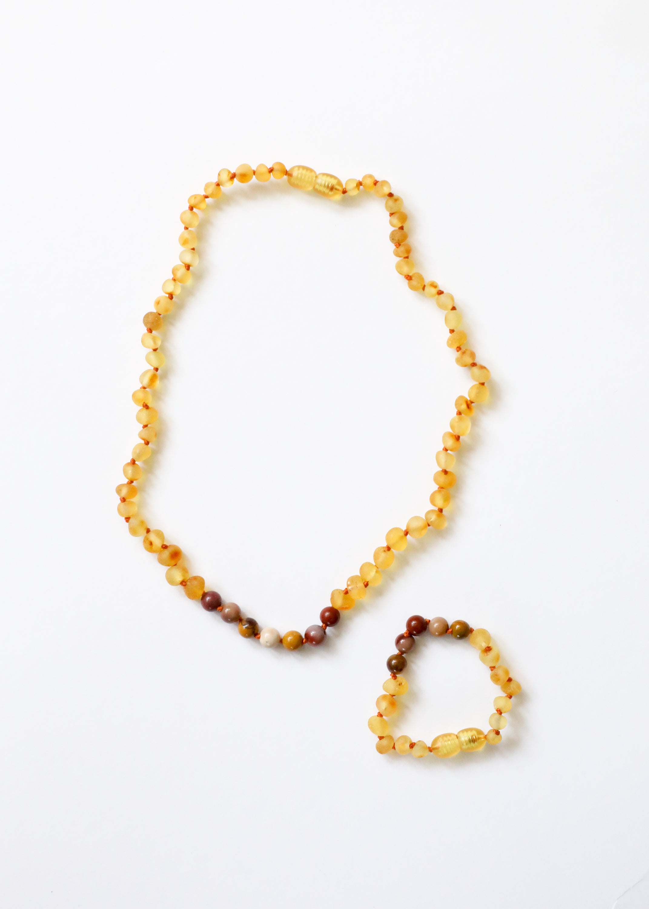 Raw Honey Baltic Amber + Mookaite Jasper || Necklace