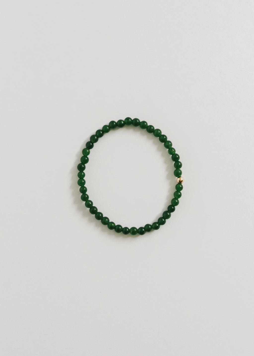 Dainty Green Jade + 14K Gold Filled || Beaded Stretch Bracelet