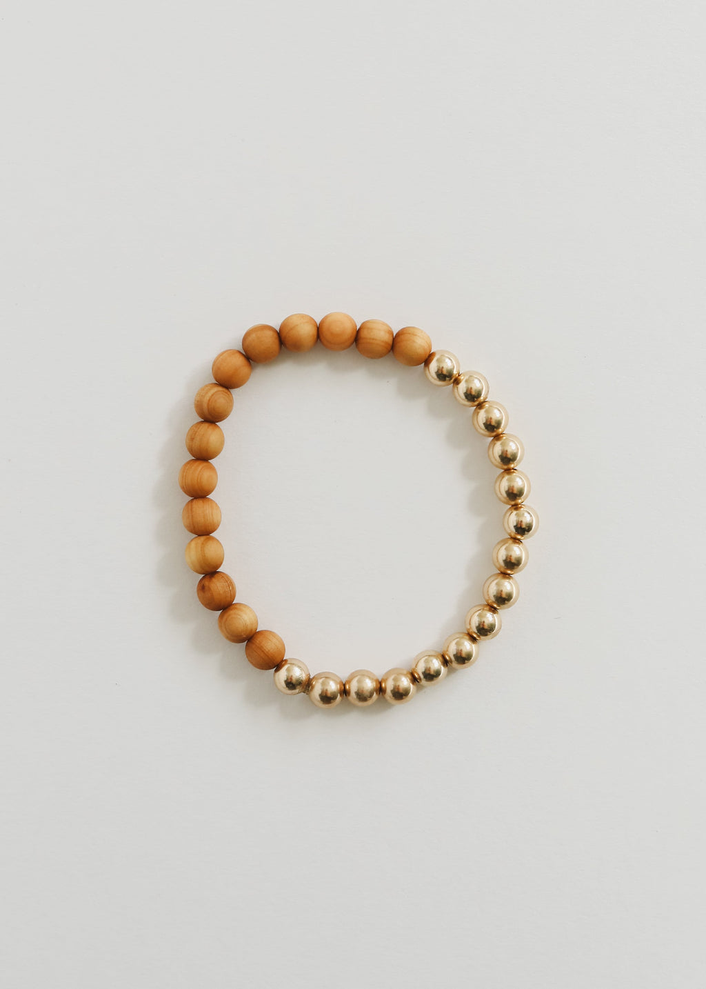 Cypress Wood : 14k Gold Filled Sun + Moon || Stretch Bracelet